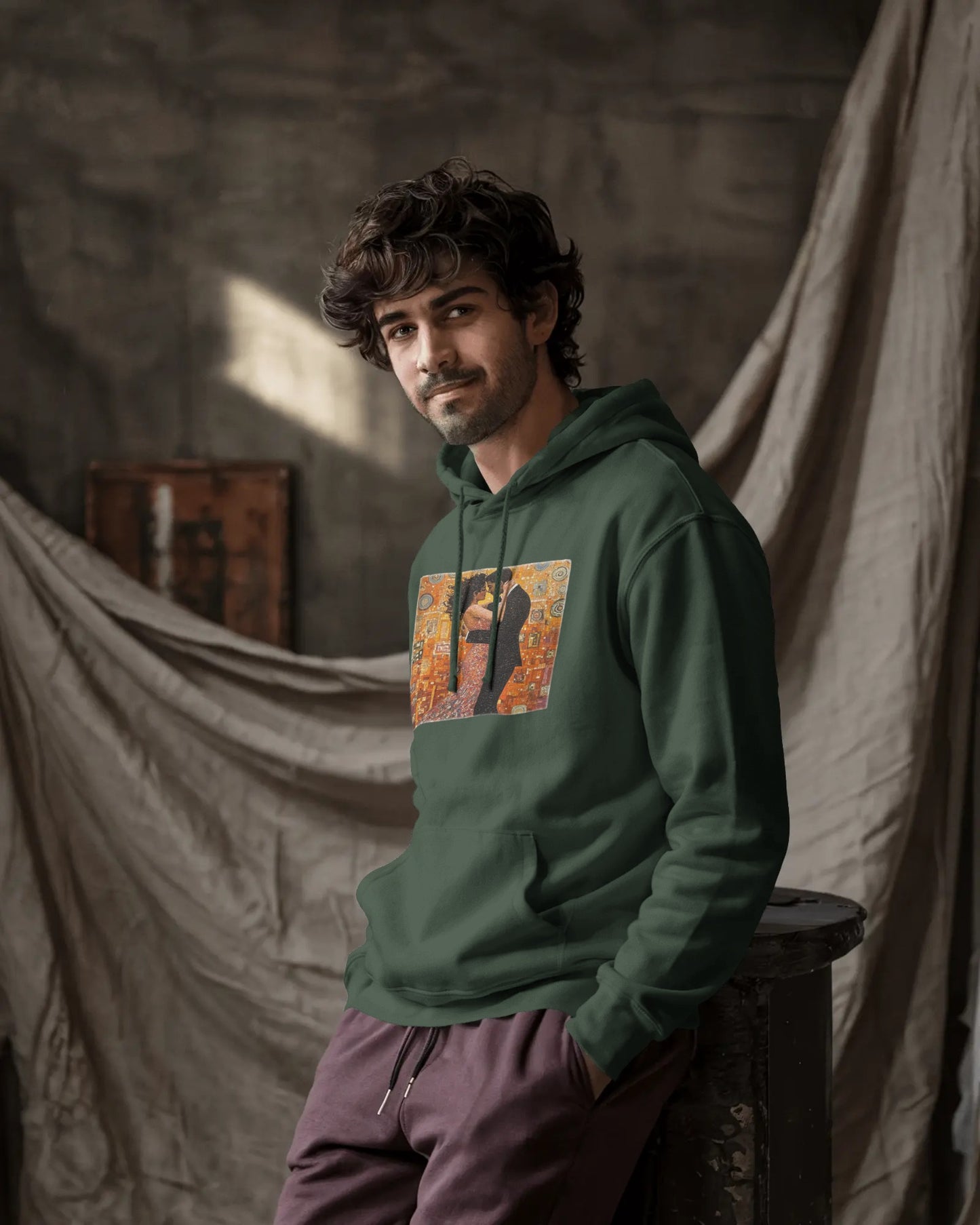 Amber Embrace Dance Hoodie | Intimate Bachata Connection | Latin Dance Couple Apparel | Sensual Dance Art | BailaFashion Dance Lifestyle