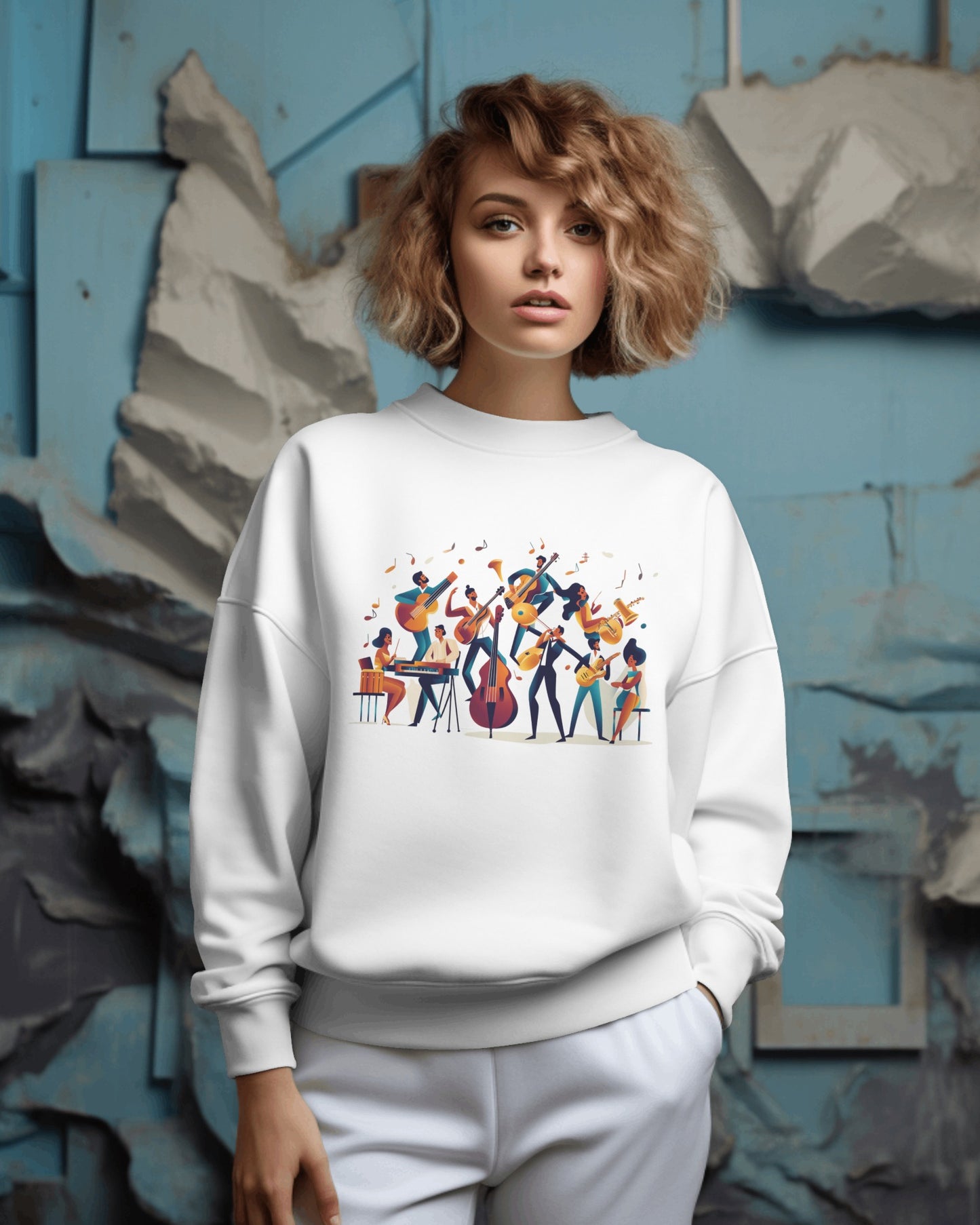 Salsa Orchestra Band Sweatshirt | Modern Music Art | Latin Jazz Illustration | Musician Dancer Gift | BailaFashion Comfy Couple Casual Wear