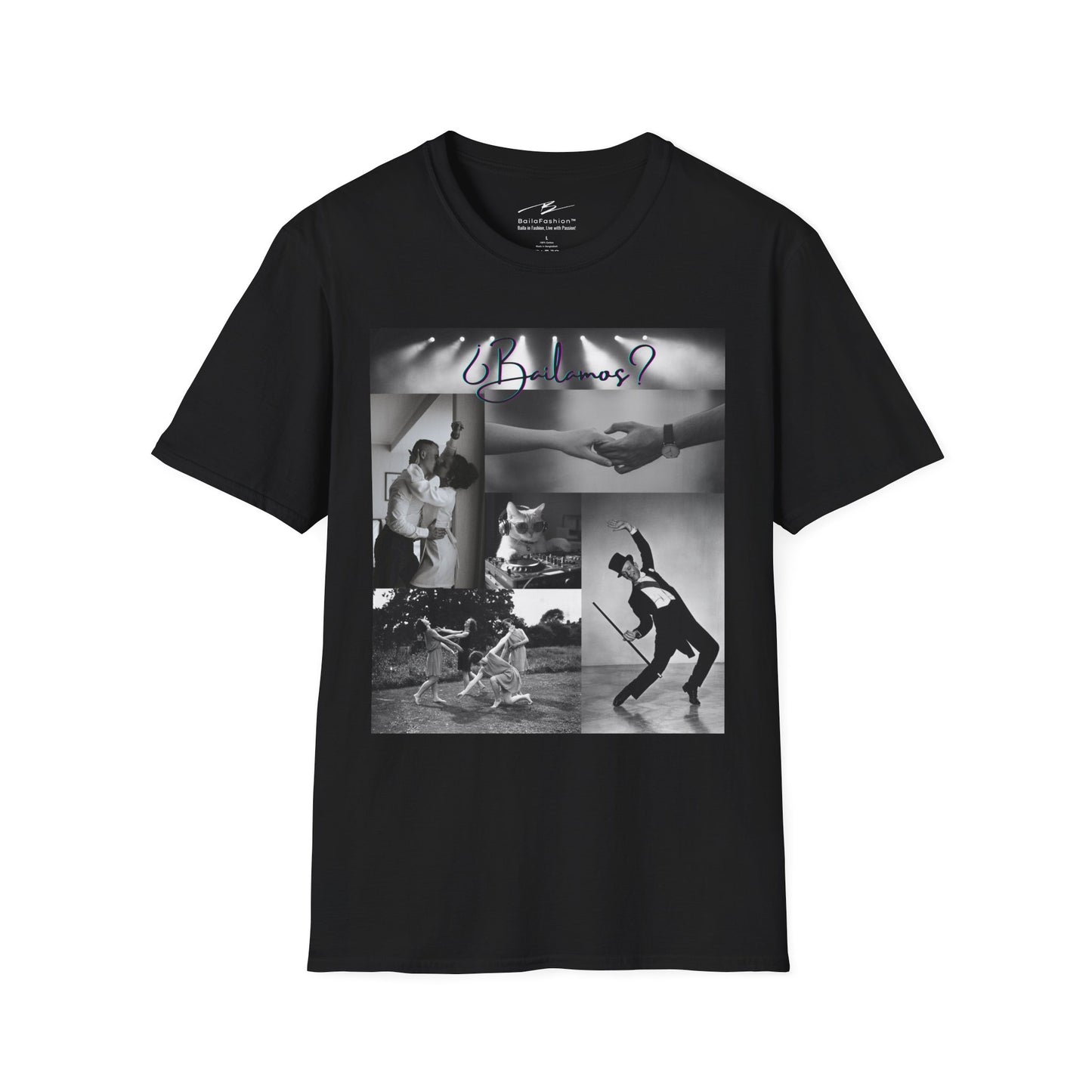 Bailamos Dance Collage T-shirt | DJ Cat Latin Dance Moments | Vintage Dance Couples | Matching Dance Tops | Dance Lifestyle | Practice Tee