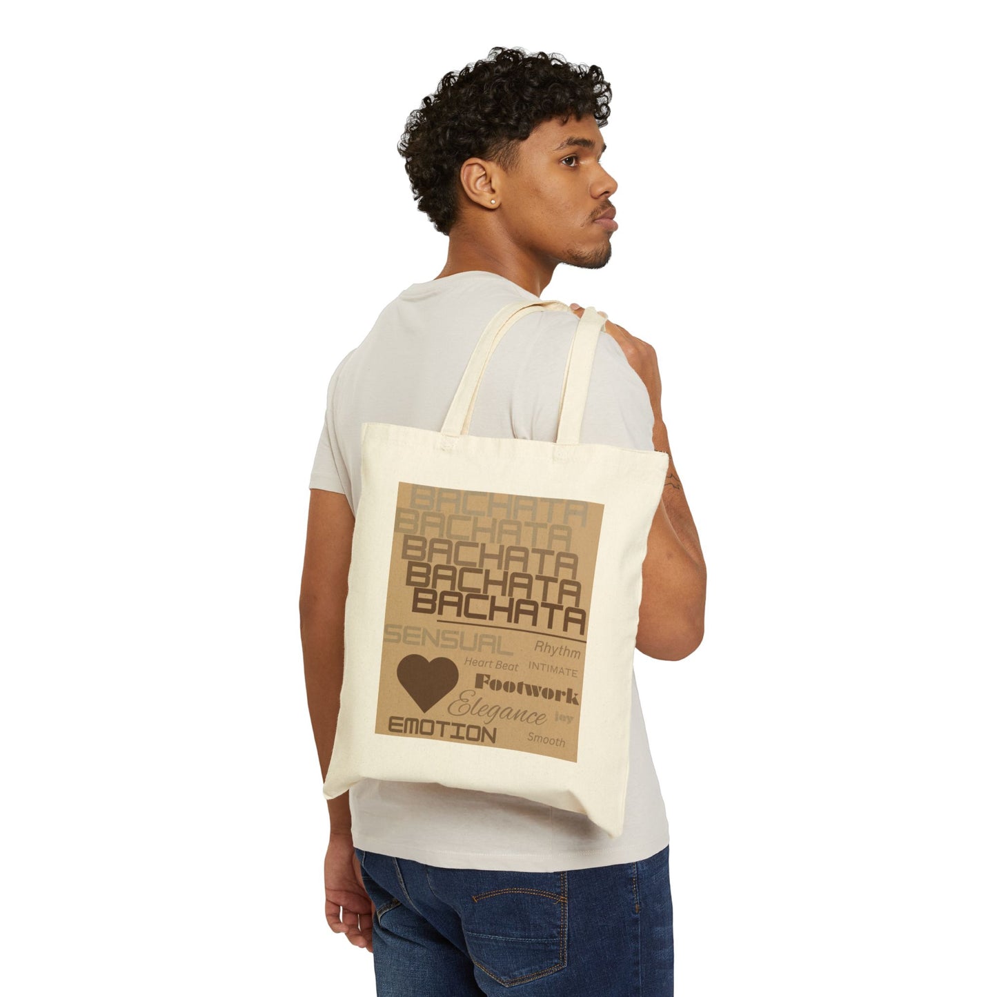 Bachata Typography Tote Bag | Sensual Dance Words | Heart Beat Emotion Elegance | Latin Dance | Dance Lifestyle | Ethically Made Carrier