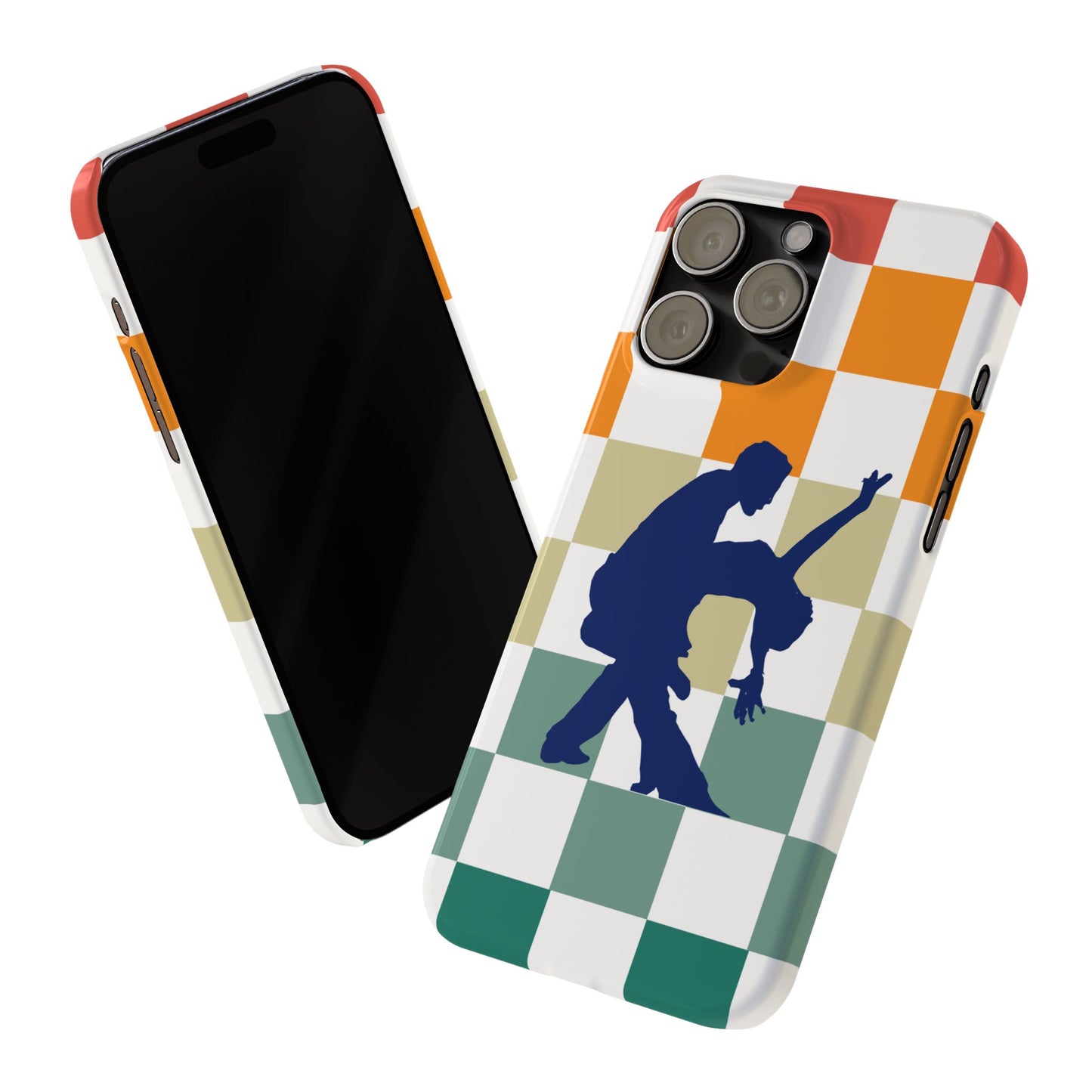 Bachata Dip iPhone Case | Retro Dance Silhouette | Colorful Checkerboard Design | BailaFashion Dance Lifestyle
