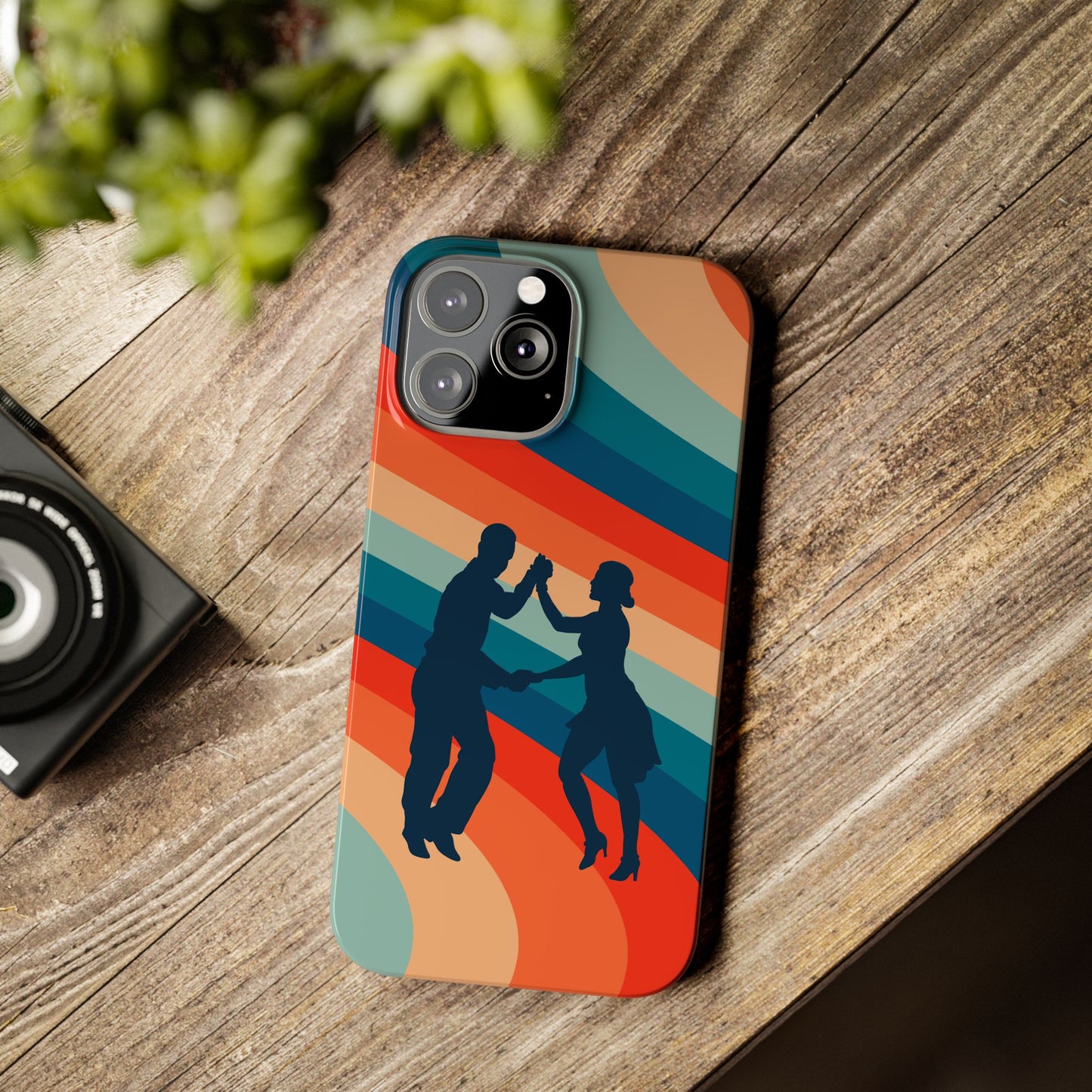 Rainbow Rhythm iPhone Case | Salsa Dance Silhouettes | Retro Dance Waves | Latin Connection Art | BailaFashion Dance Lifestyle