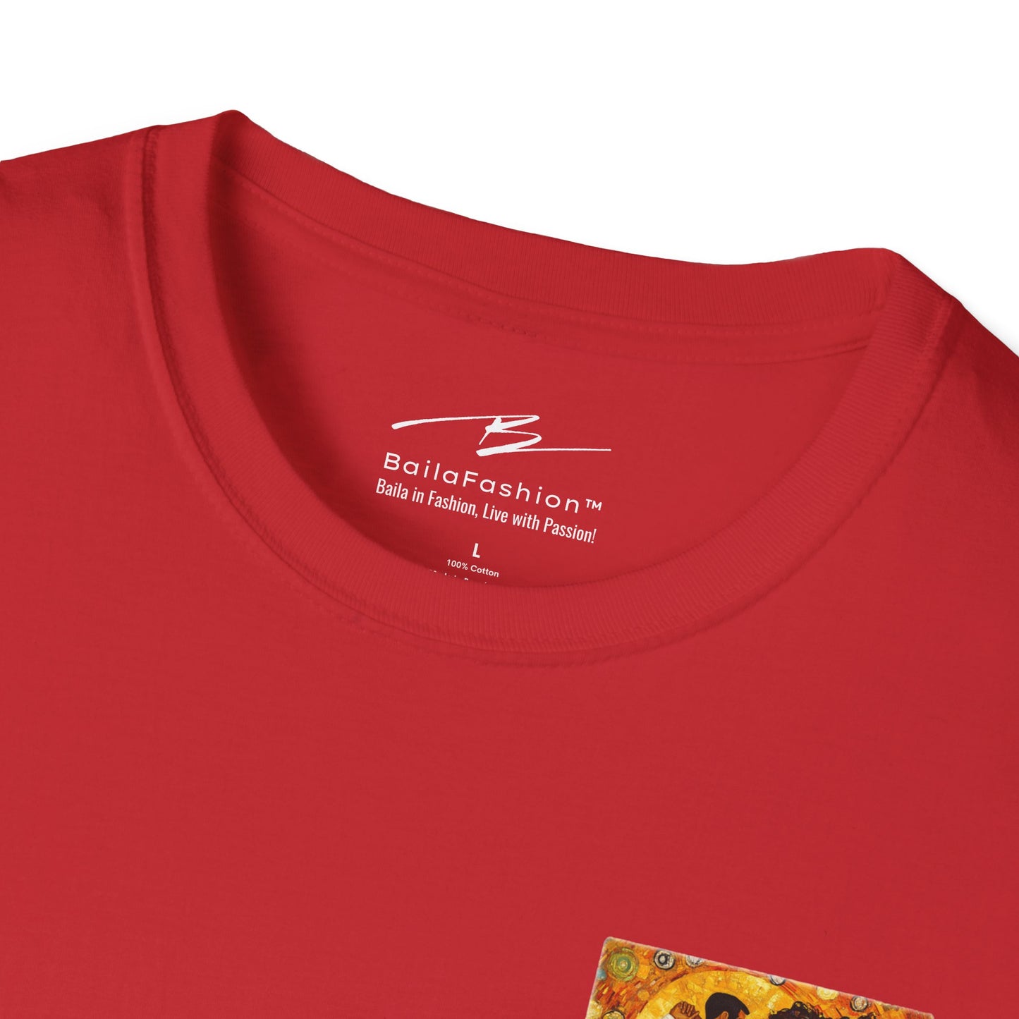 Golden Rhythm Pocket Print T-Shirt | Klimt-Inspired Latin Dance Art | Salsa Bachata Couple Top | Unisex Practice Tee | Studio Dance Wear