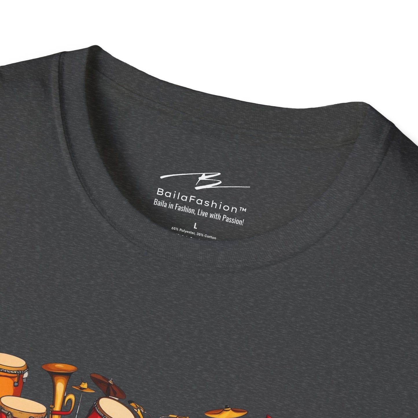 Salsa Orchestra Instruments T-Shirt | Latin Music Band Art | Musician Dancer Gift | Vibrant Red Gold Design | Comfy Couple Casual Wear