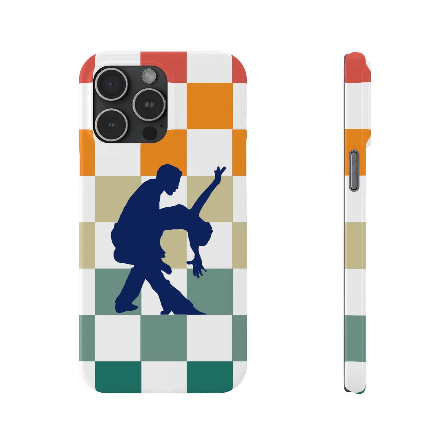 Bachata Dip iPhone Case | Retro Dance Silhouette | Colorful Checkerboard Design | BailaFashion Dance Lifestyle