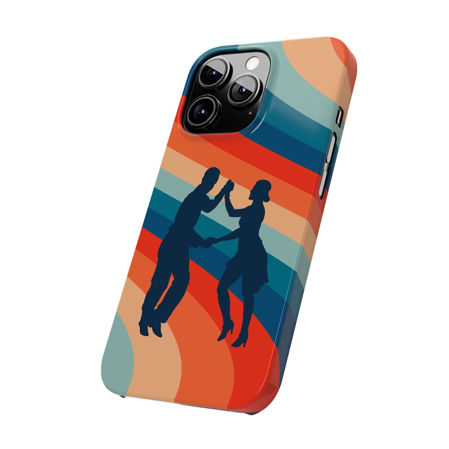 Rainbow Rhythm iPhone Case | Salsa Dance Silhouettes | Retro Dance Waves | Latin Connection Art | BailaFashion Dance Lifestyle