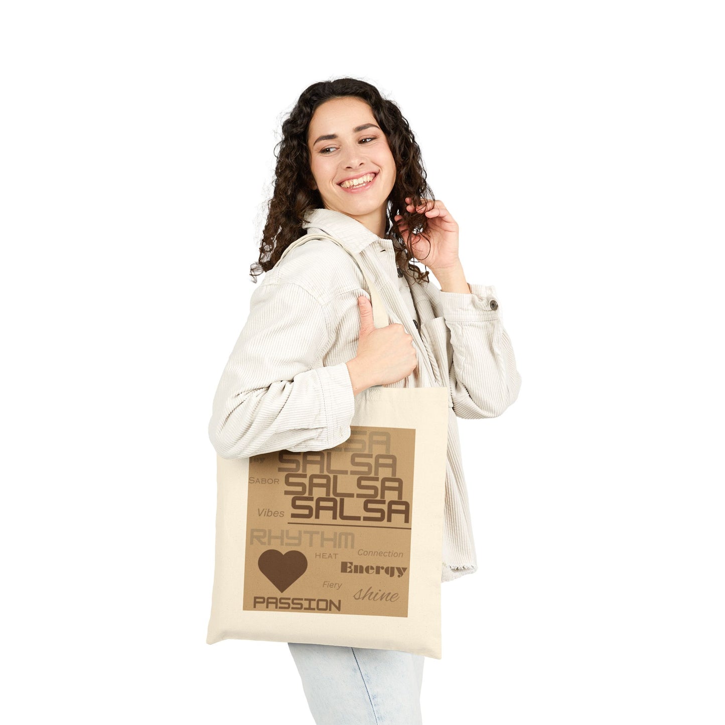 Salsa Typography Tote Bag | Fiery Dance Words Collection | Rhythm Energy Passion | Latin Dancer Carry All | BailaFashion Dance Lifestyle