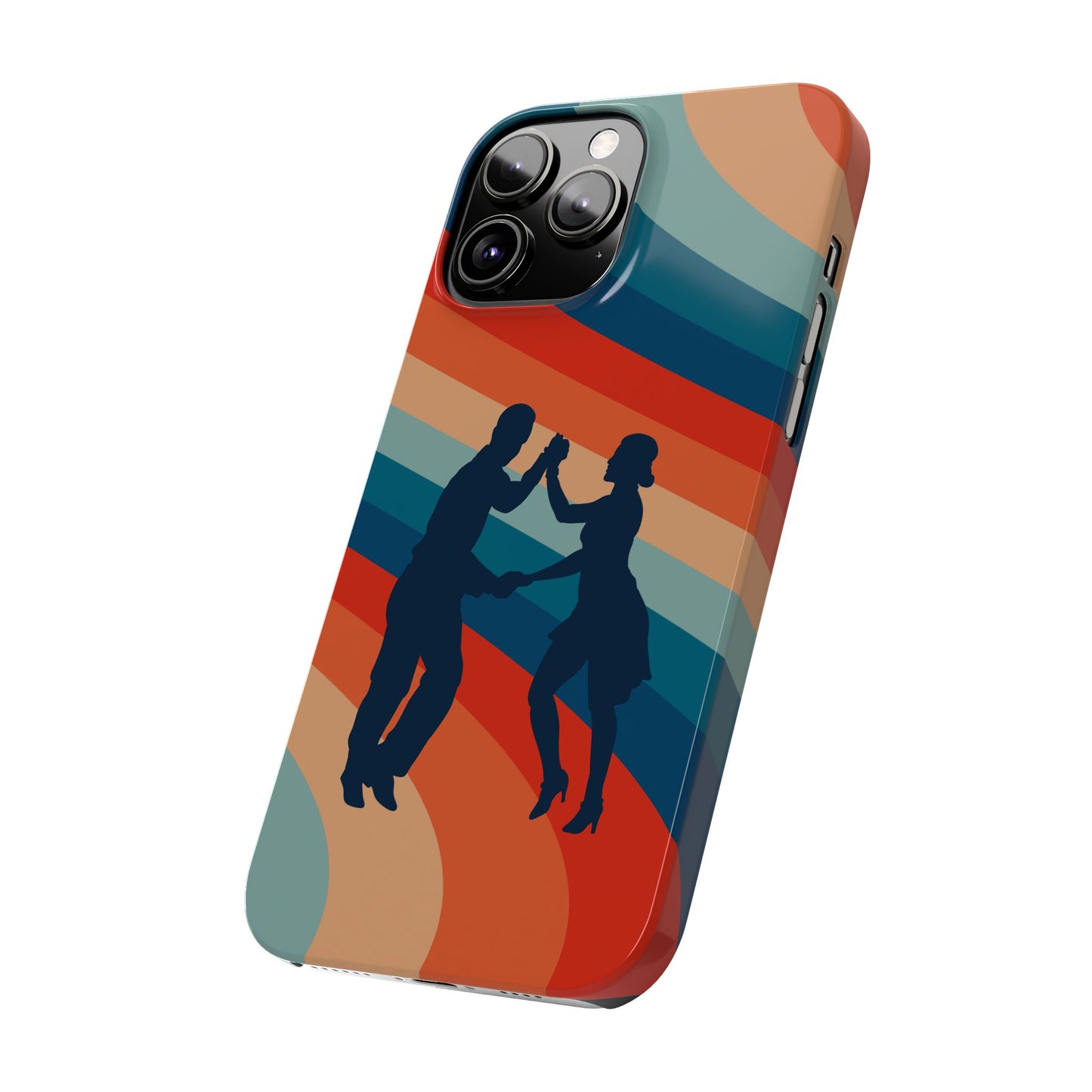Rainbow Rhythm iPhone Case | Salsa Dance Silhouettes | Retro Dance Waves | Latin Connection Art | BailaFashion Dance Lifestyle