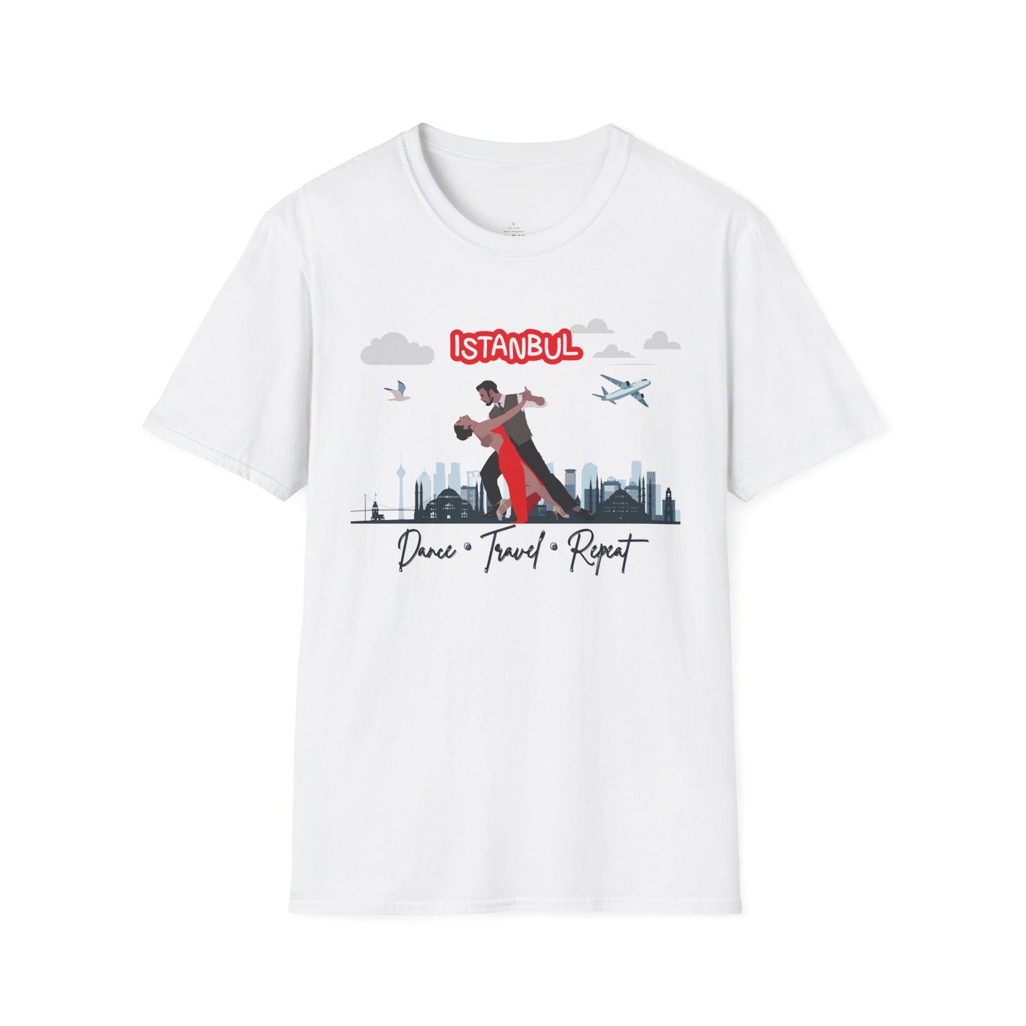 Istanbul Dance Travel Repeat T-Shirt | Turkish Bachata Dancers Skyline Tee | Class Practice Festivals Matching Couple Tops | Dance Lifestyle