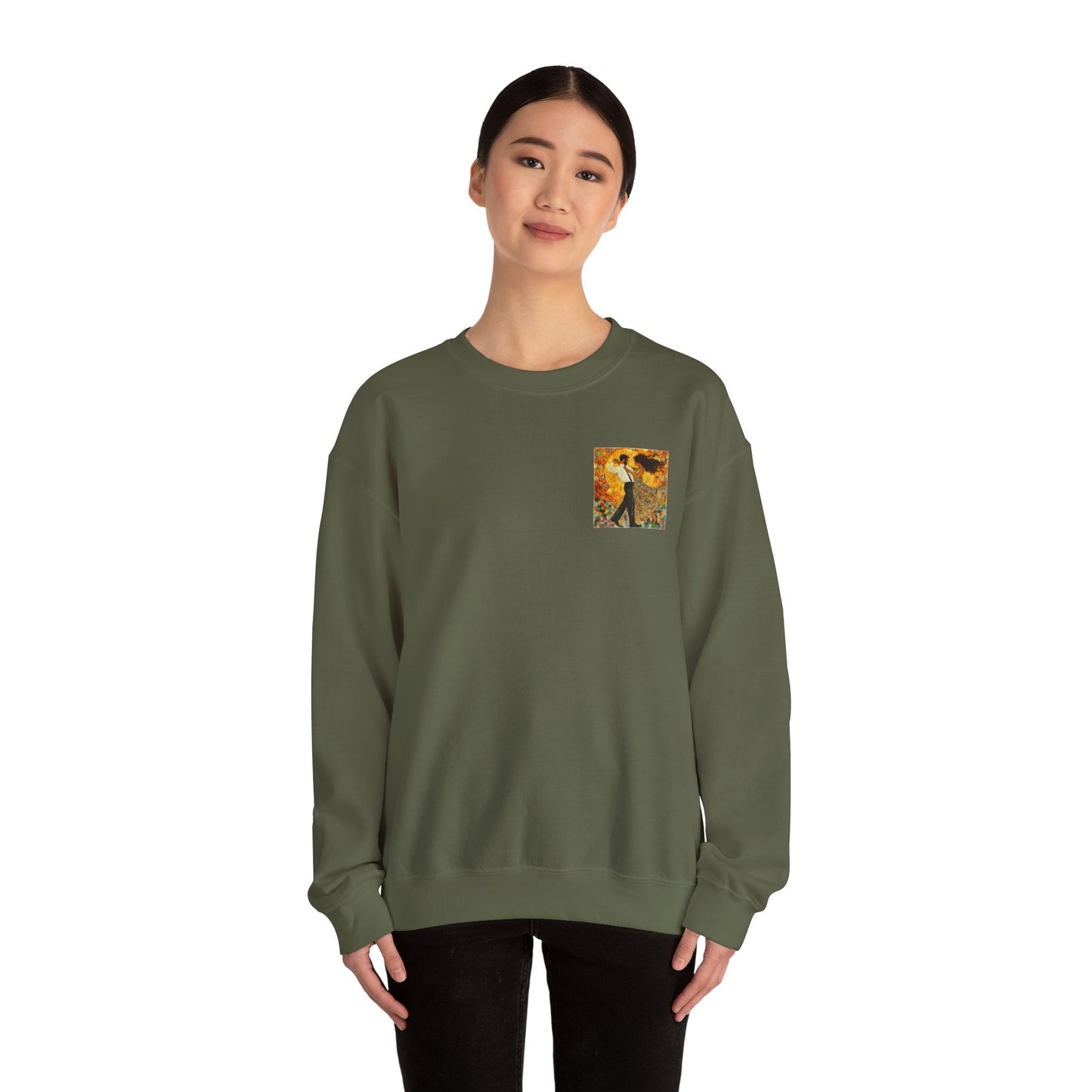 Golden Rhythm Pocket Print Sweatshirt | Latin Dance Art | Salsa Bachata Couple | Dance Lifestyle Streetwear | BailaFashion Couple Sweater