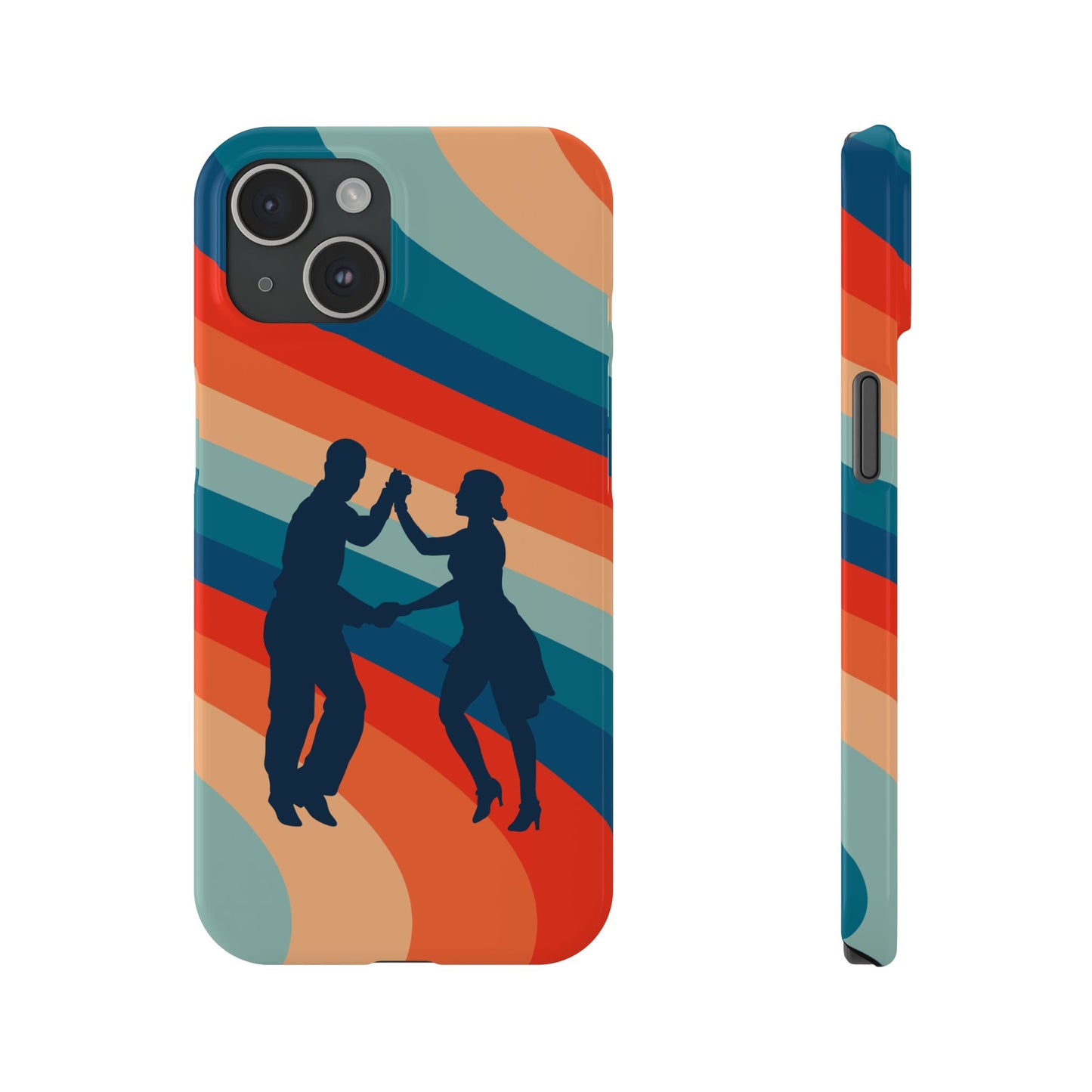 Rainbow Rhythm iPhone Case | Salsa Dance Silhouettes | Retro Dance Waves | Latin Connection Art | BailaFashion Dance Lifestyle
