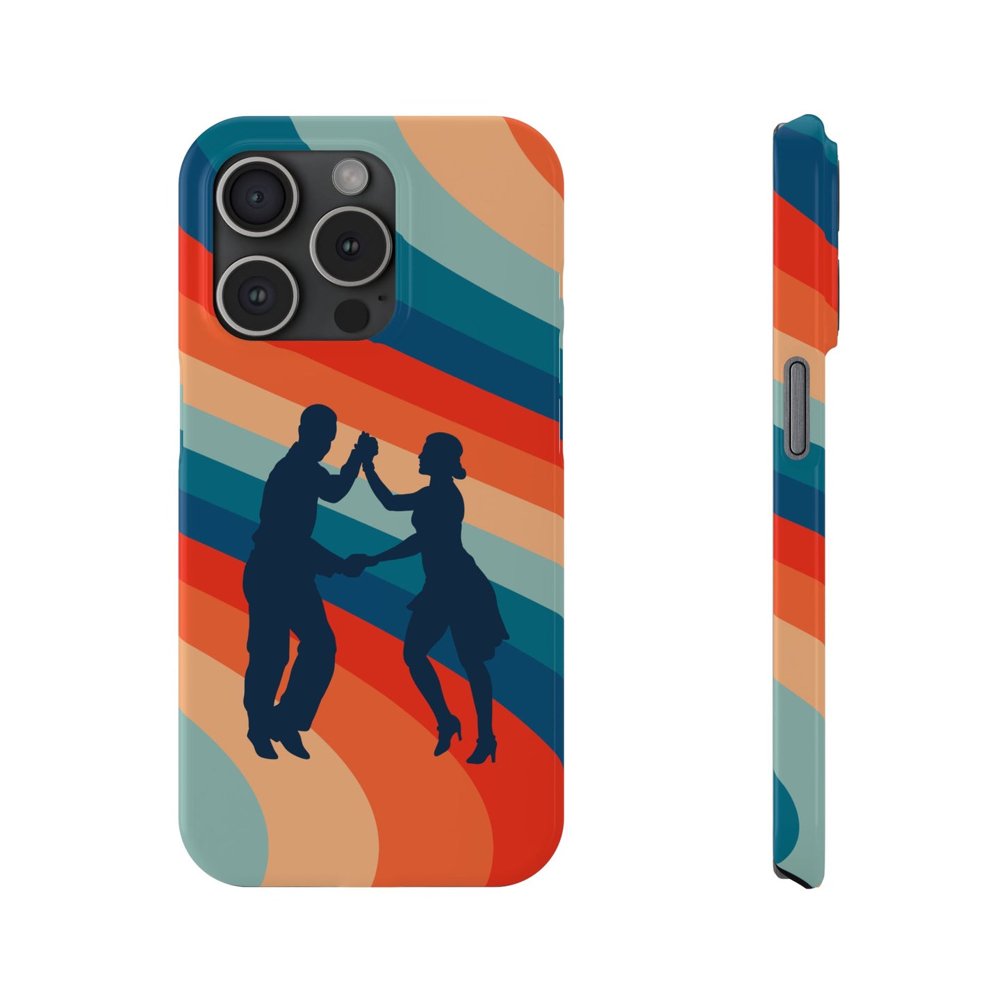 Rainbow Rhythm iPhone Case | Salsa Dance Silhouettes | Retro Dance Waves | Latin Connection Art | BailaFashion Dance Lifestyle