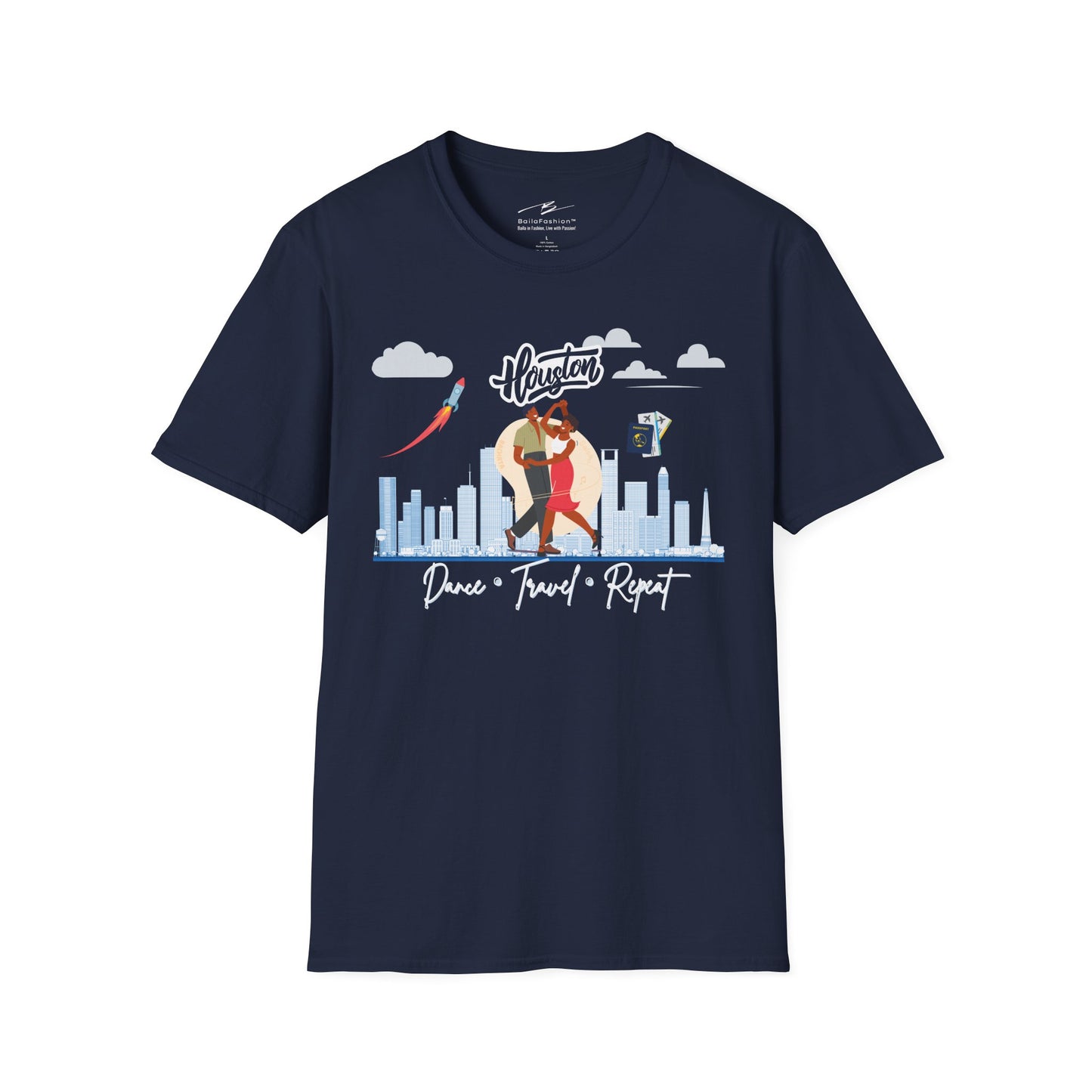 Houston Dance Travel Repeat T-shirt | Space City Latin Dance | Texas Salsa Bachata | Southern Dance Congress Gift | BailaFashion Lifestyle
