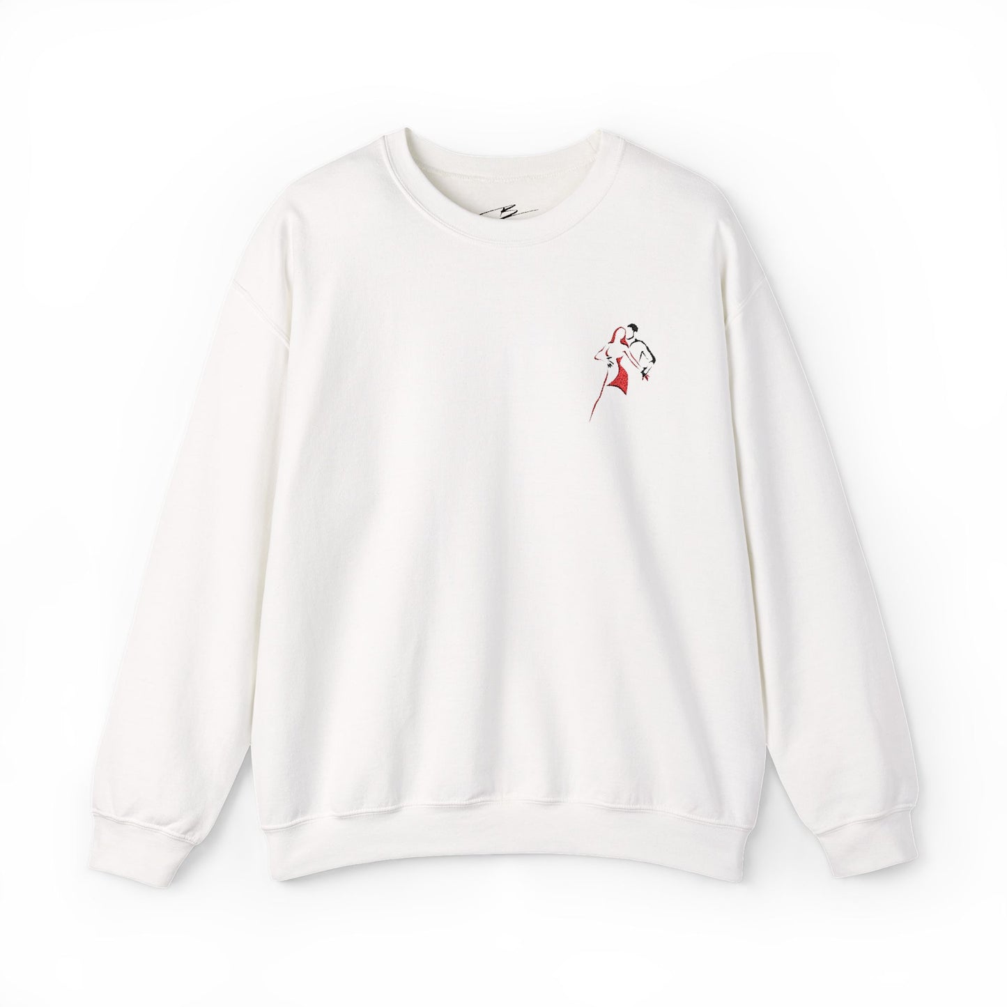 Latin Dance Couple Embroidered Sweatshirt | Salsa Bachata Dancer Art | Elegant Red Black Design | BailaFashion Sweater | Dance Practice Wear