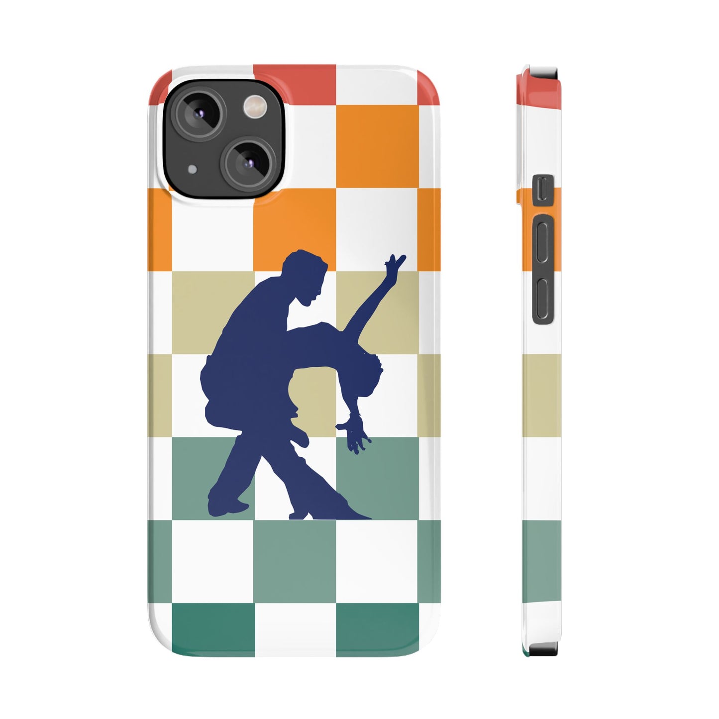 Bachata Dip iPhone Case | Retro Dance Silhouette | Colorful Checkerboard Design | BailaFashion Dance Lifestyle