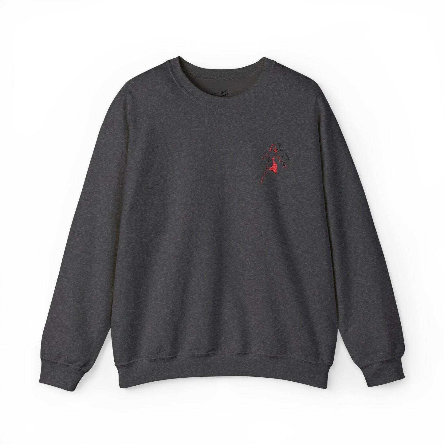 Latin Dance Couple Embroidered Sweatshirt | Salsa Bachata Dancer Art | Elegant Red Black Design | BailaFashion Sweater | Dance Practice Wear