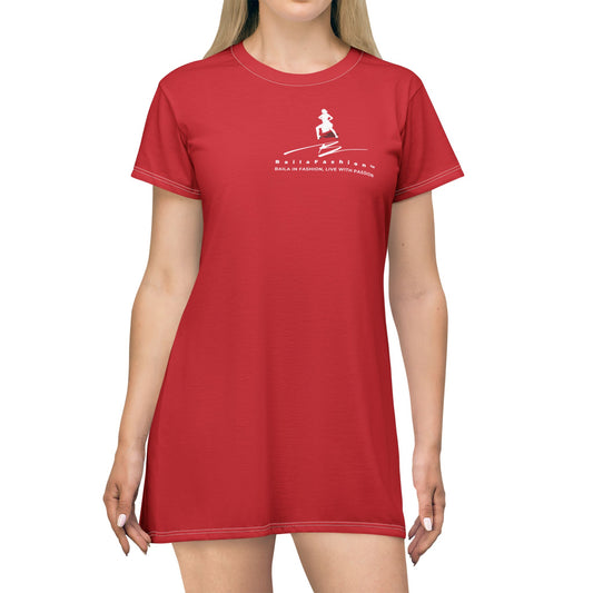 Red Latin Dancer Silhouette Dress | Salsa Bachata Practice Wear | Elegant Dance Lifestyle | Casual Summer Dress | Pool Party Coverup