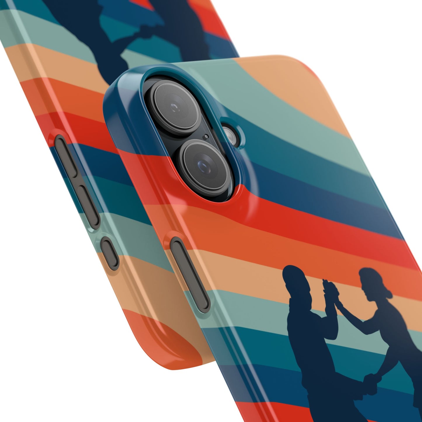 Rainbow Rhythm iPhone Case | Salsa Dance Silhouettes | Retro Dance Waves | Latin Connection Art | BailaFashion Dance Lifestyle