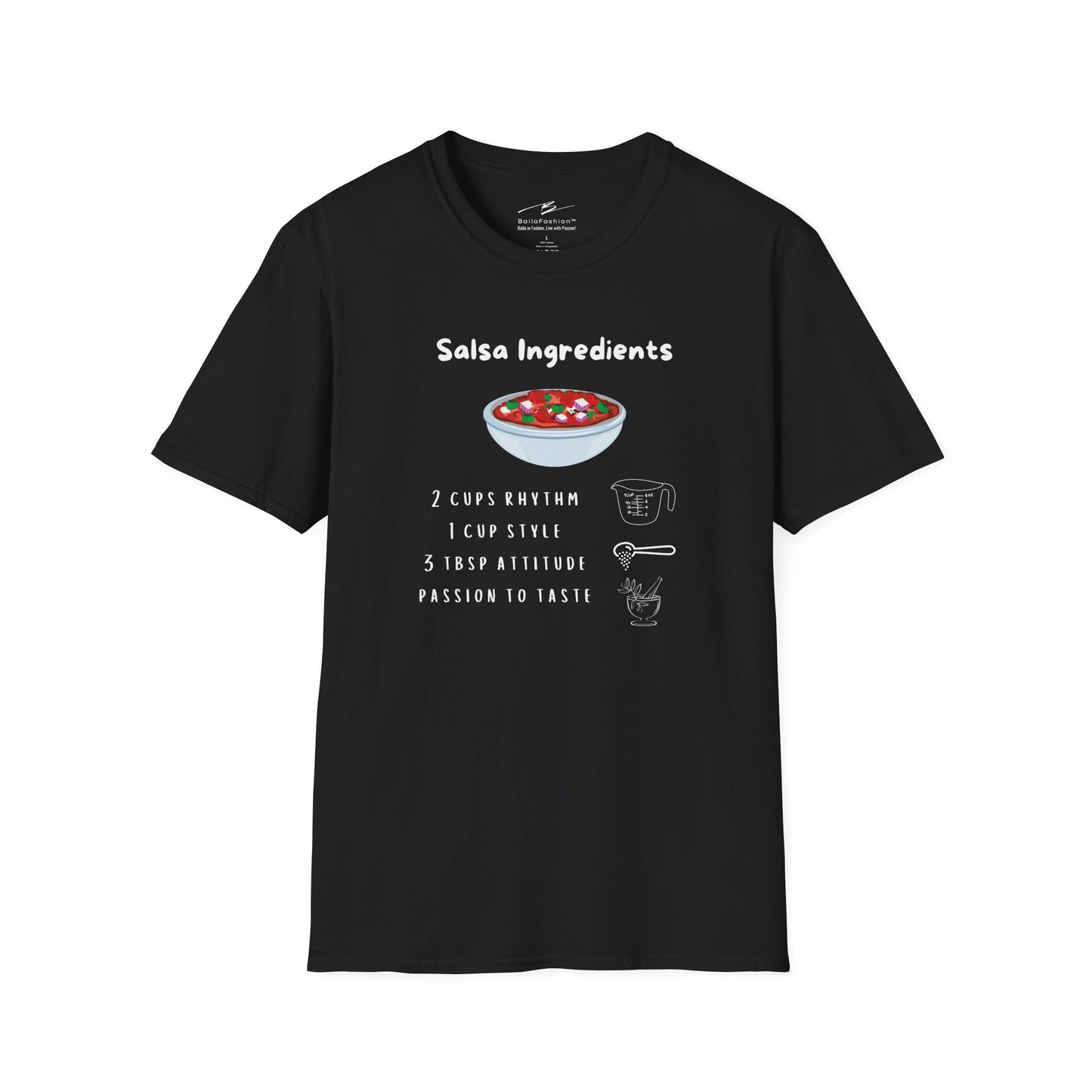 Salsa Ingredients Recipe T-Shirt | Latin Dance Humor | Rhythm Style Attitude | Dancer Gift | Dance Lifestyle | Matching Couple Tops