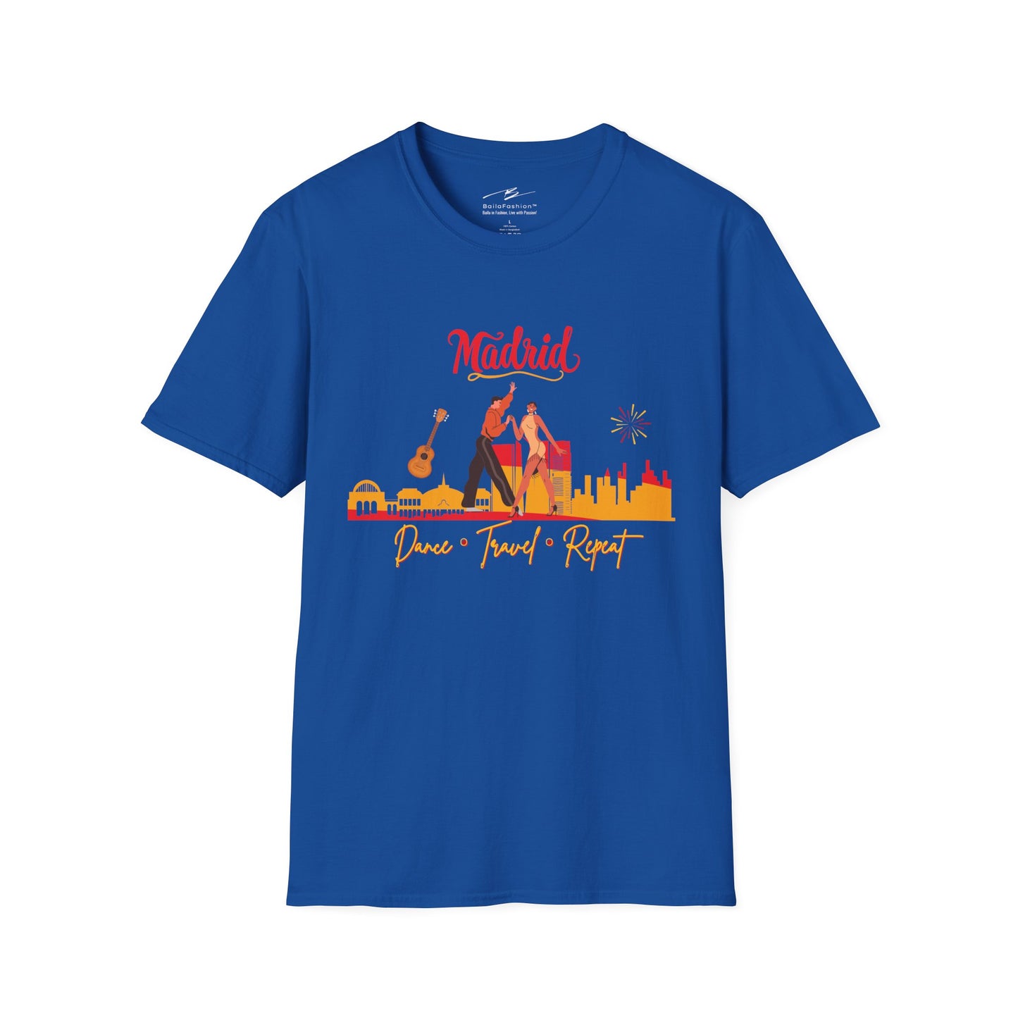 Madrid Dance Travel Repeat T-Shirt | Salsa Bachata Lovers Tee | Dance Lifestyle Shirt for Classes Socials Festivals | Matching Couple Tops