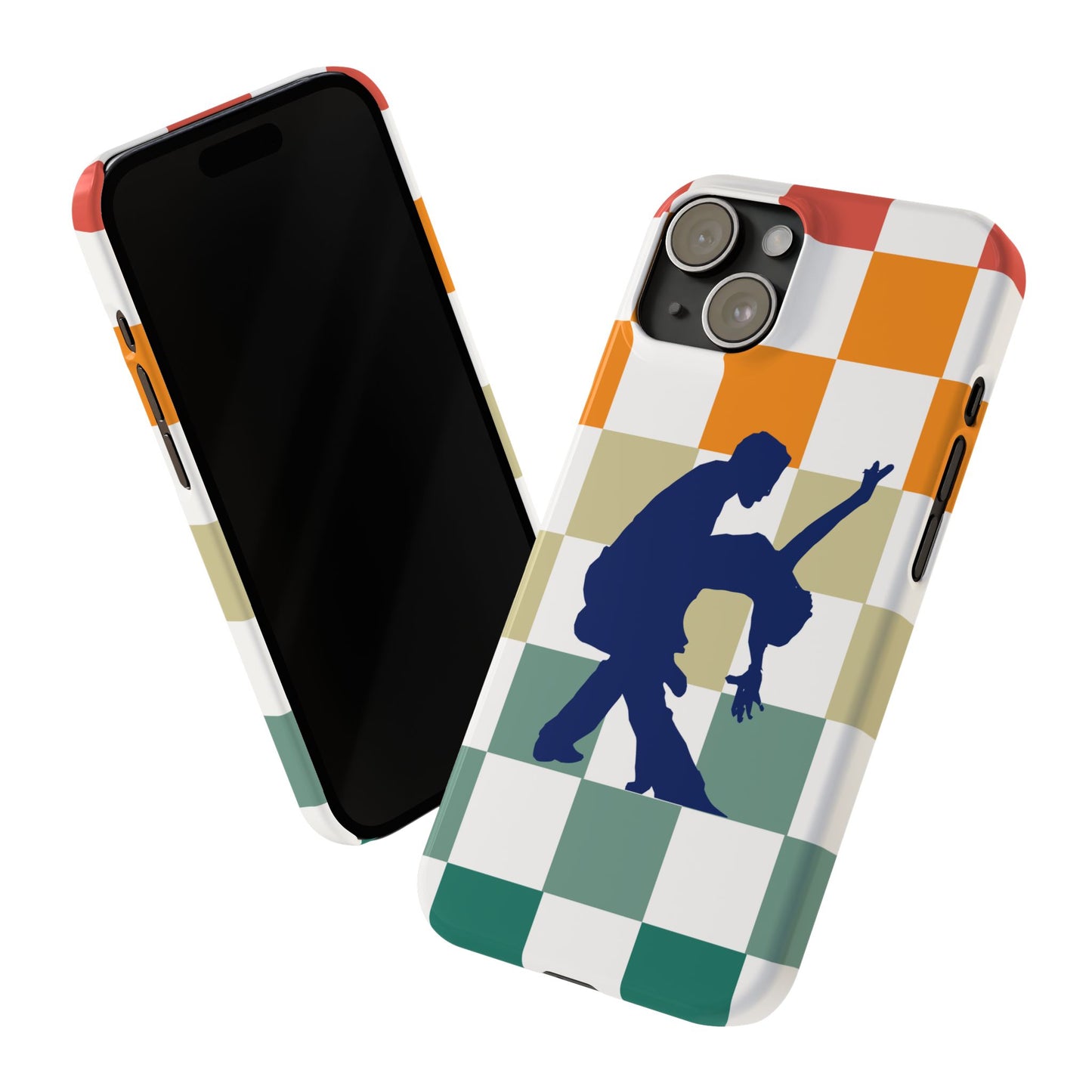 Bachata Dip iPhone Case | Retro Dance Silhouette | Colorful Checkerboard Design | BailaFashion Dance Lifestyle