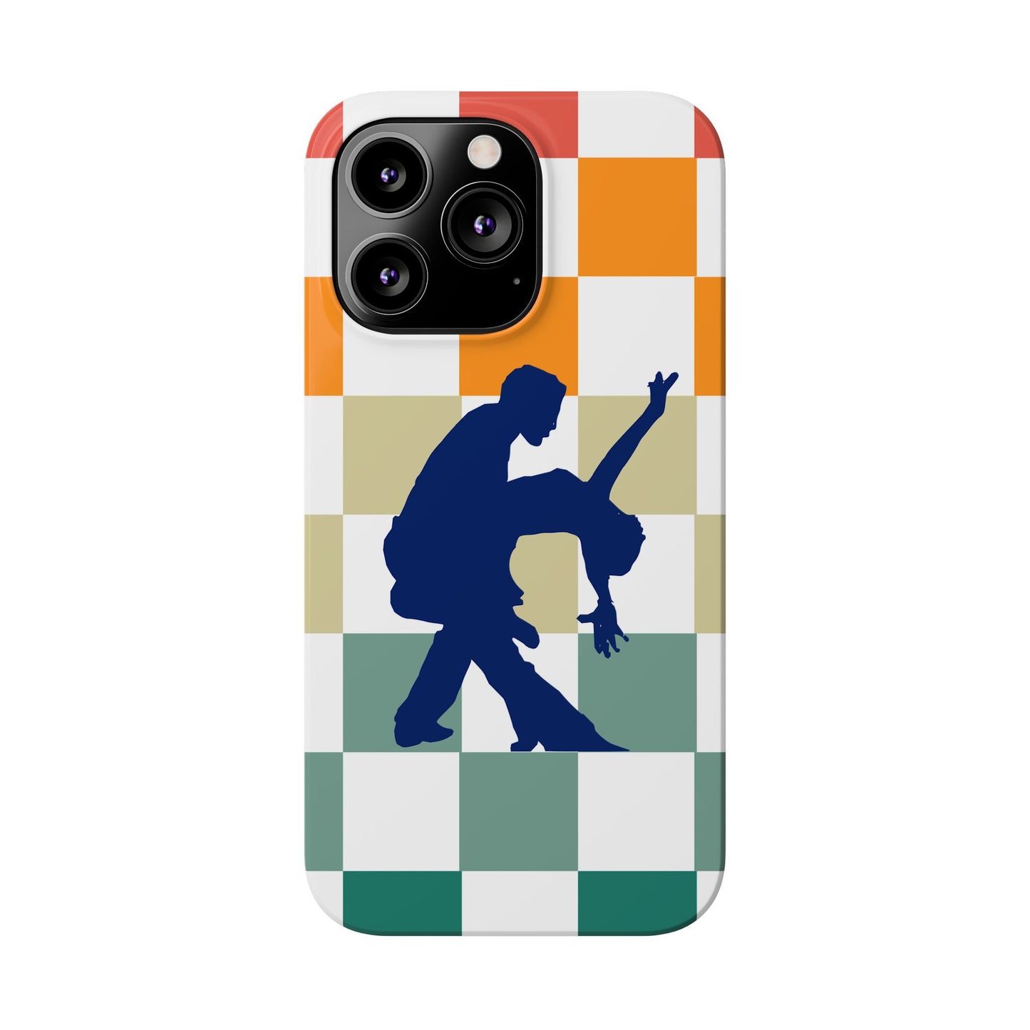 Bachata Dip iPhone Case | Retro Dance Silhouette | Colorful Checkerboard Design | BailaFashion Dance Lifestyle