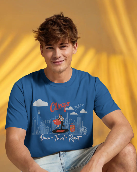 Chicago Dance Travel Repeat T-shirt | Windy City Latin Dance | Chi-town Salsa Bachata | Dance Congress Gift | BailaFashion Dance Lifestyle