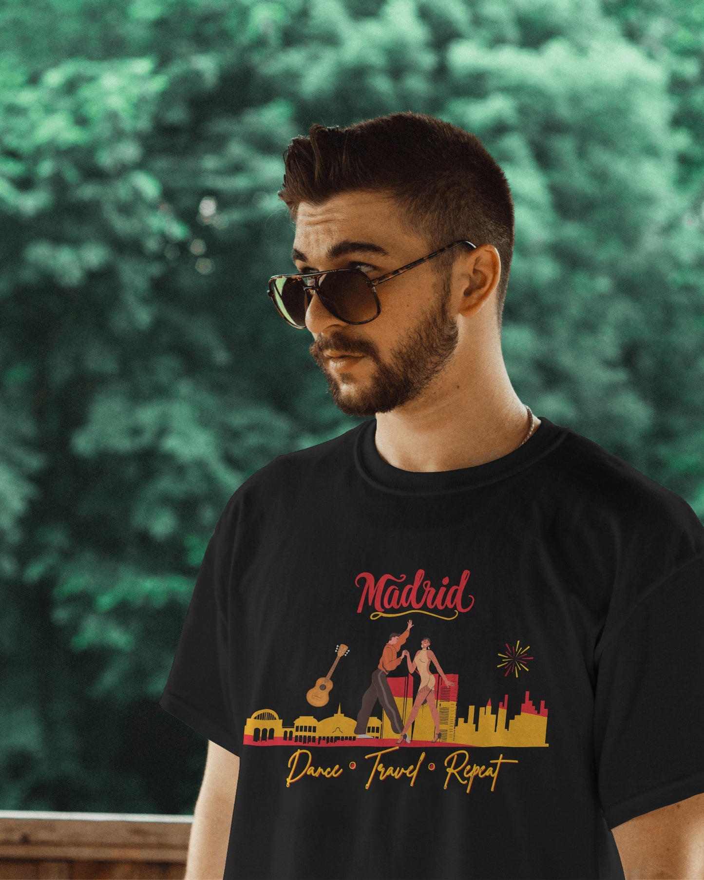 Madrid Dance Travel Repeat T-Shirt | Salsa Bachata Lovers Tee | Dance Lifestyle Shirt for Classes Socials Festivals | Matching Couple Tops