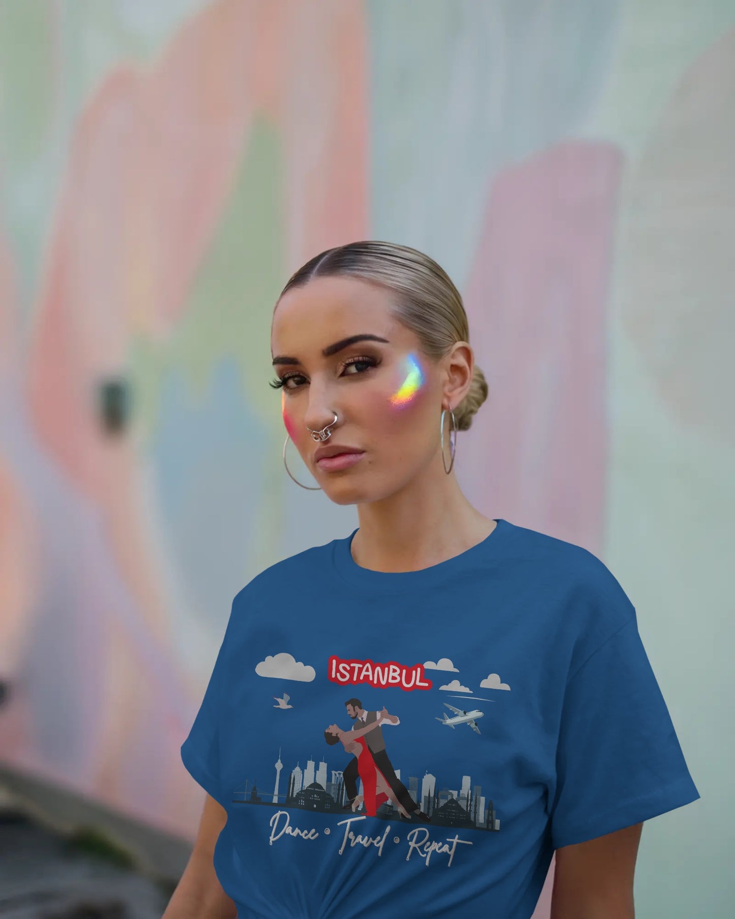 Istanbul Dance Travel Repeat T-Shirt | Turkish Bachata Dancers Skyline Tee | Class Practice Festivals Matching Couple Tops | Dance Lifestyle