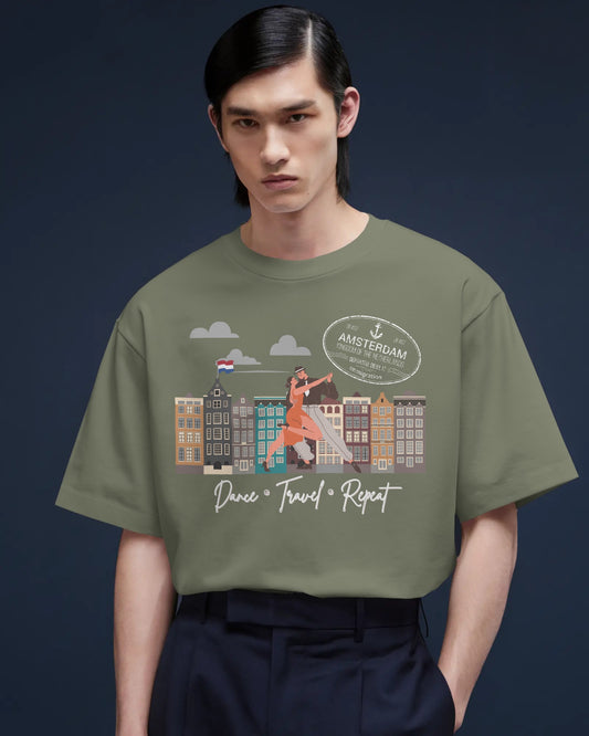 Amsterdam Dance Travel Repeat T-Shirt | Salsa Bachata Lovers Tee | Dance Lifestyle Shirt 4 Classes Socials Festivals | Matching Couple Tops
