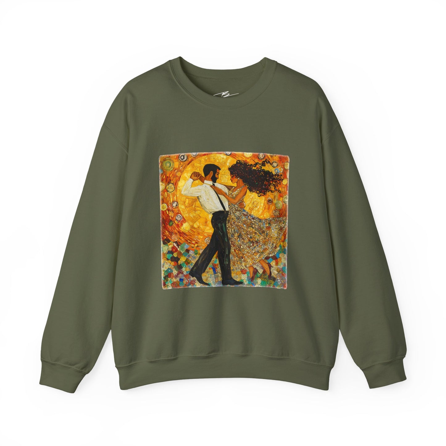 Golden Rhythm Dance Sweatshirt | Latin Dancer Couple | Bachata Salsa | BailaFashion Dance Lifestyle | Klimt Inspired Art | Cozy Sweater