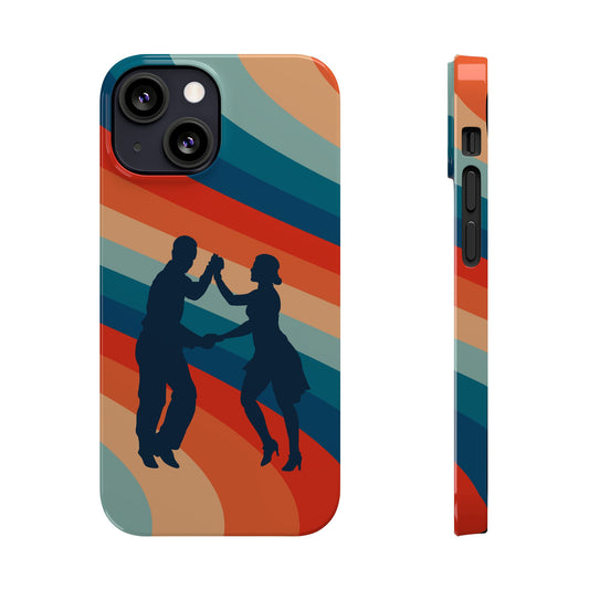 Rainbow Rhythm iPhone Case | Salsa Dance Silhouettes | Retro Dance Waves | Latin Connection Art | BailaFashion Dance Lifestyle