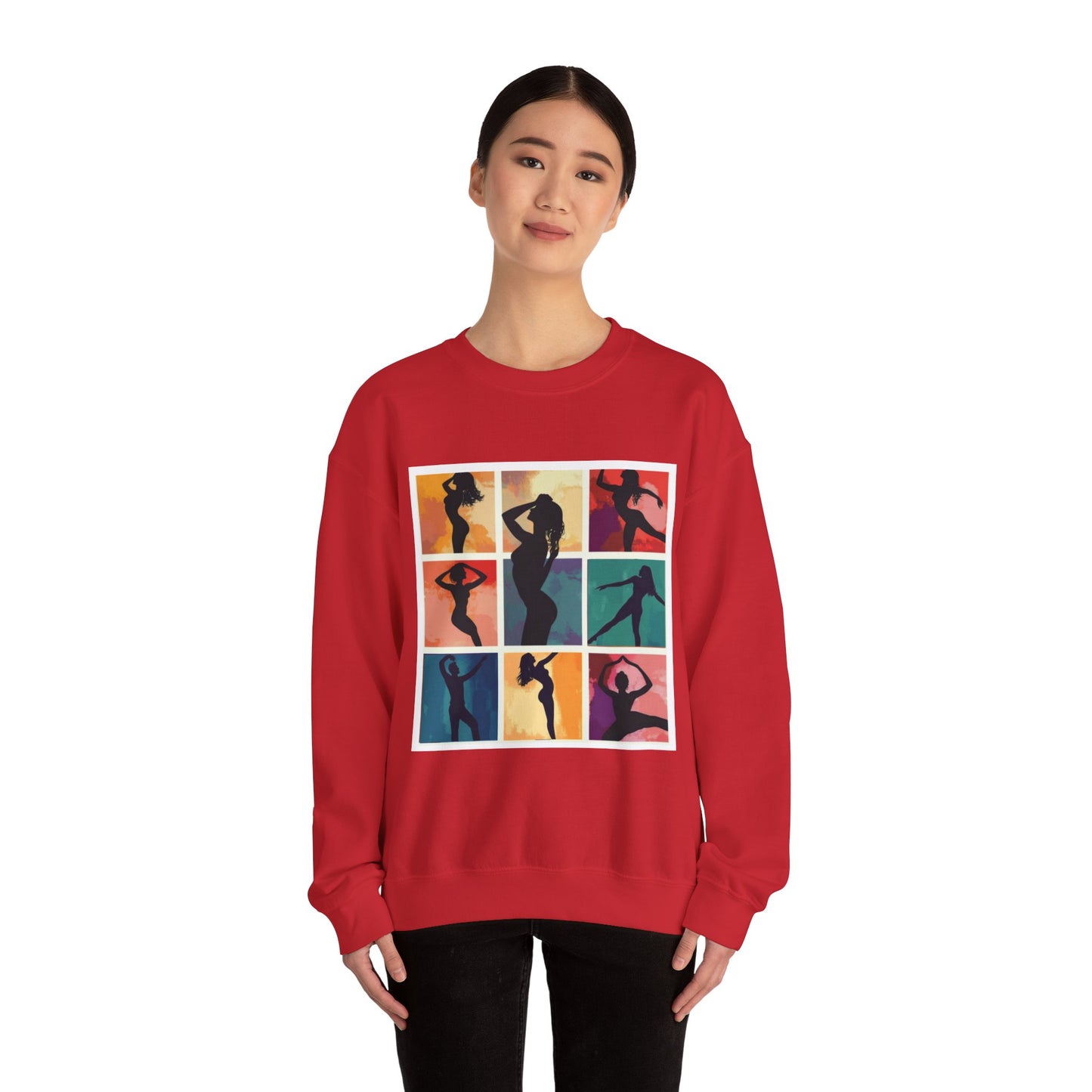Dance Silhouette Grid Sweatshirt | Colorful Dancer Collage Crewneck | Modern Dance Art | Contemporary Ballet Jazz Hip-Hop Poses Pullover