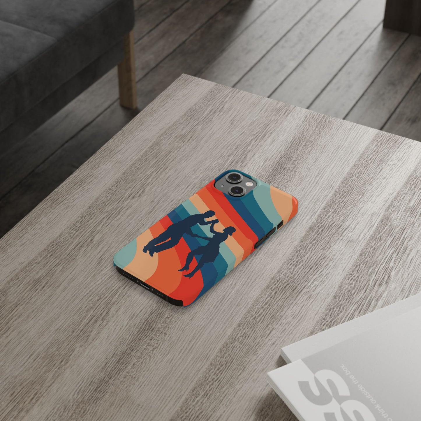 Rainbow Rhythm iPhone Case | Salsa Dance Silhouettes | Retro Dance Waves | Latin Connection Art | BailaFashion Dance Lifestyle