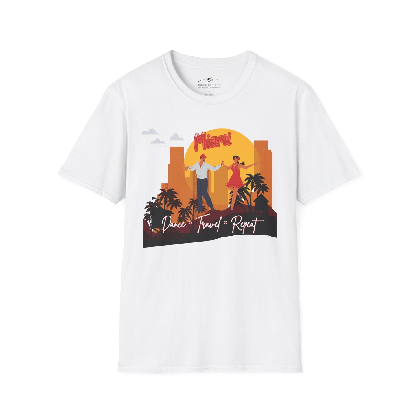 Miami Dance Travel Repeat T-shirt | Tropical Latin Dance City | Salsa Bachata Travel Gift | Dance Congress Tee | BailaFashion Lifestyle