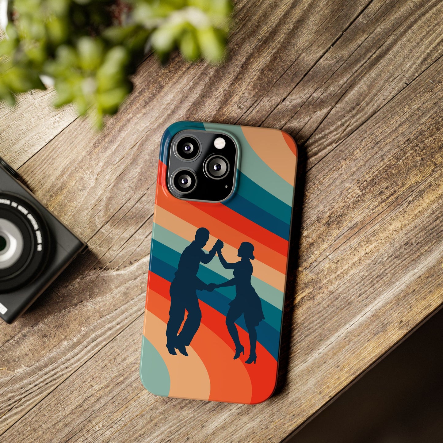 Rainbow Rhythm iPhone Case | Salsa Dance Silhouettes | Retro Dance Waves | Latin Connection Art | BailaFashion Dance Lifestyle