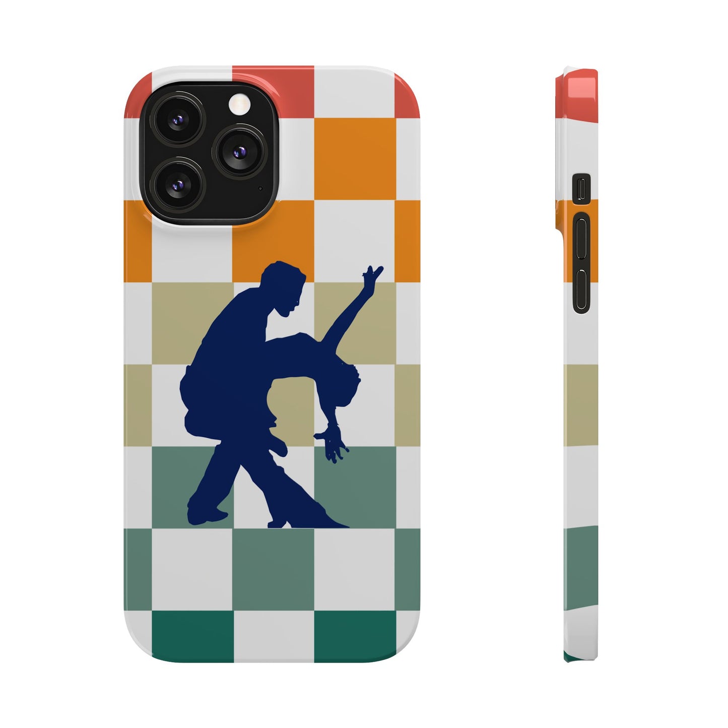 Bachata Dip iPhone Case | Retro Dance Silhouette | Colorful Checkerboard Design | BailaFashion Dance Lifestyle