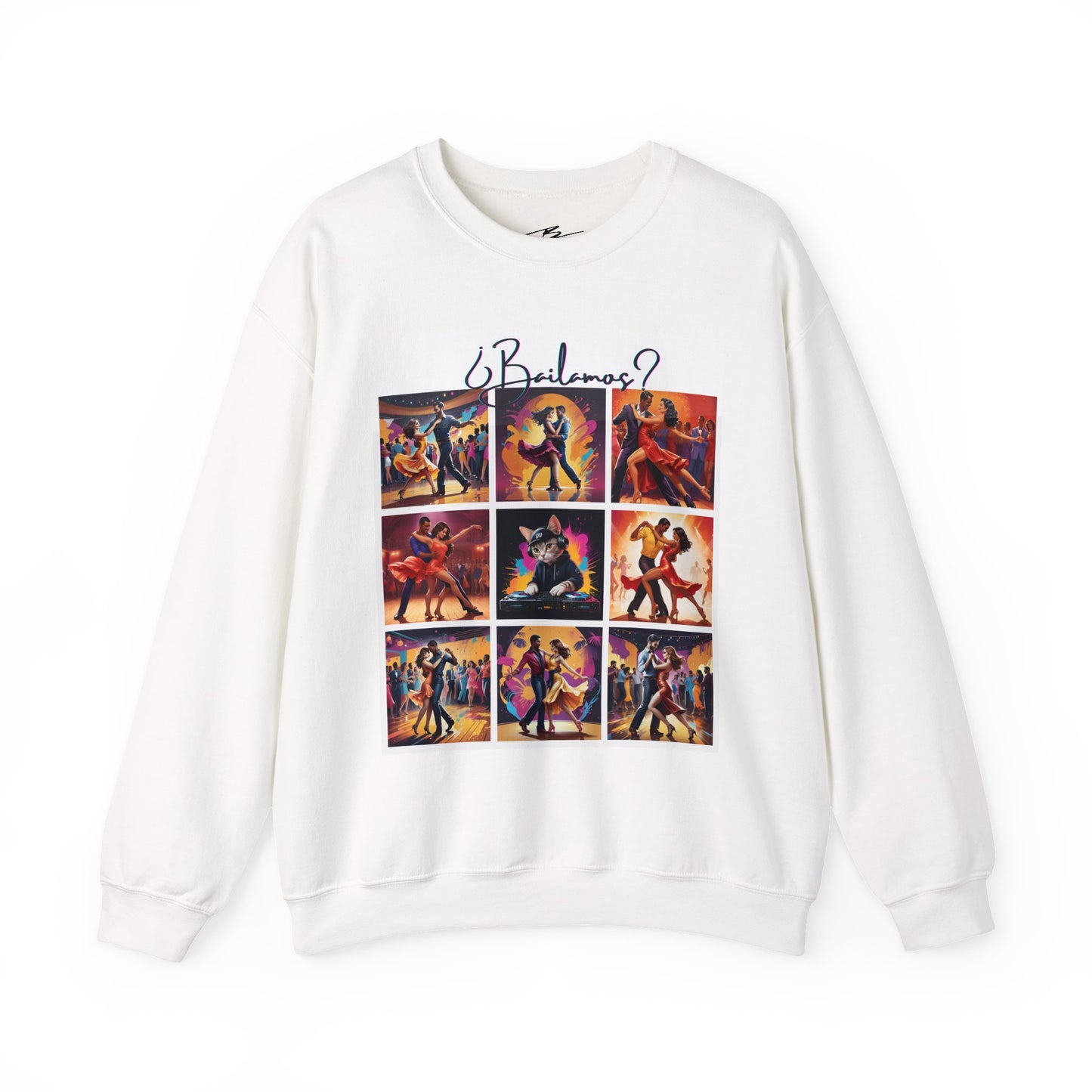 Bailamos? Latin Dance Collage Sweatshirt | DJ Cat Salsa Bachata Art | Vibrant Social Dancing | BailaFashion Streewear | Dance Practice Wear