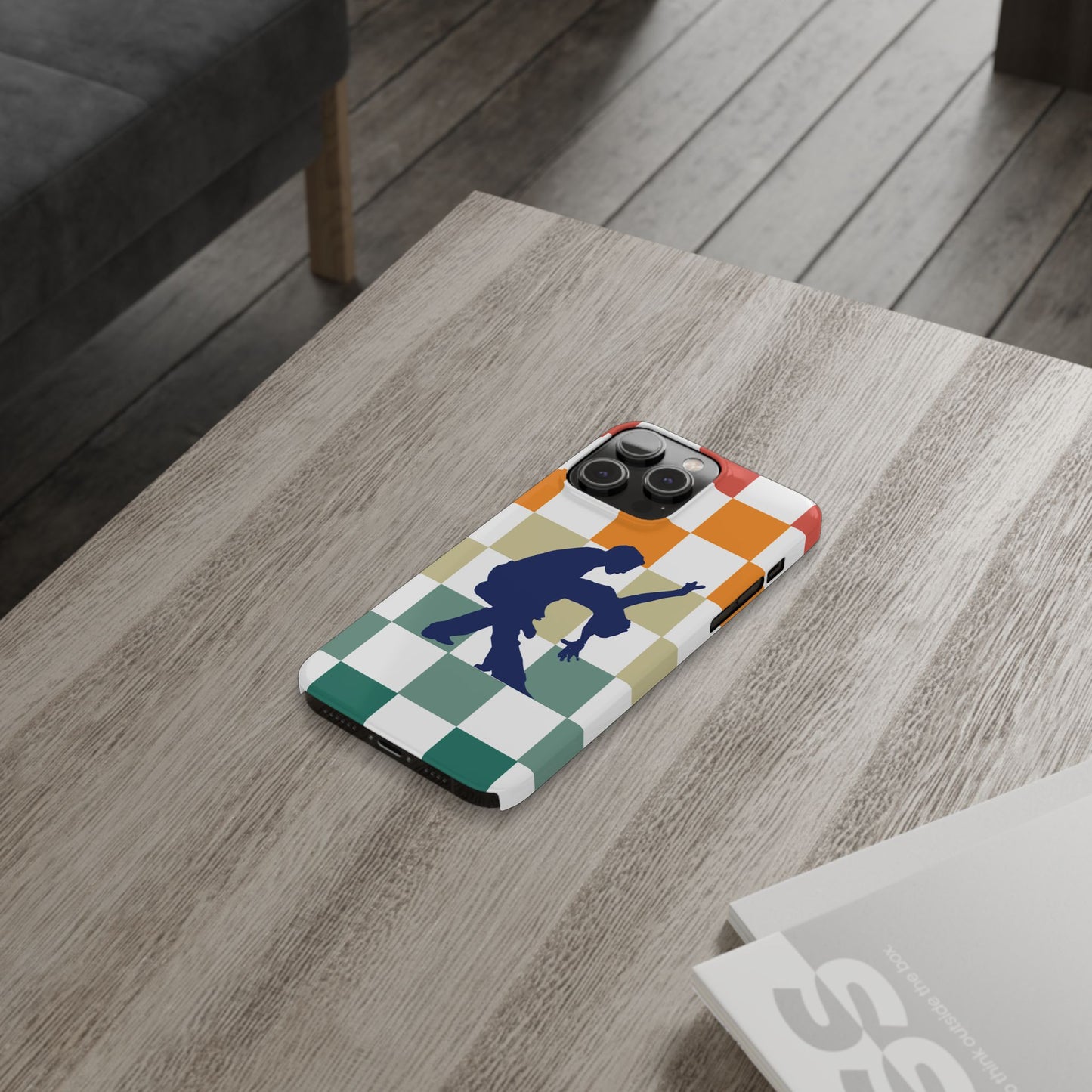 Bachata Dip iPhone Case | Retro Dance Silhouette | Colorful Checkerboard Design | BailaFashion Dance Lifestyle