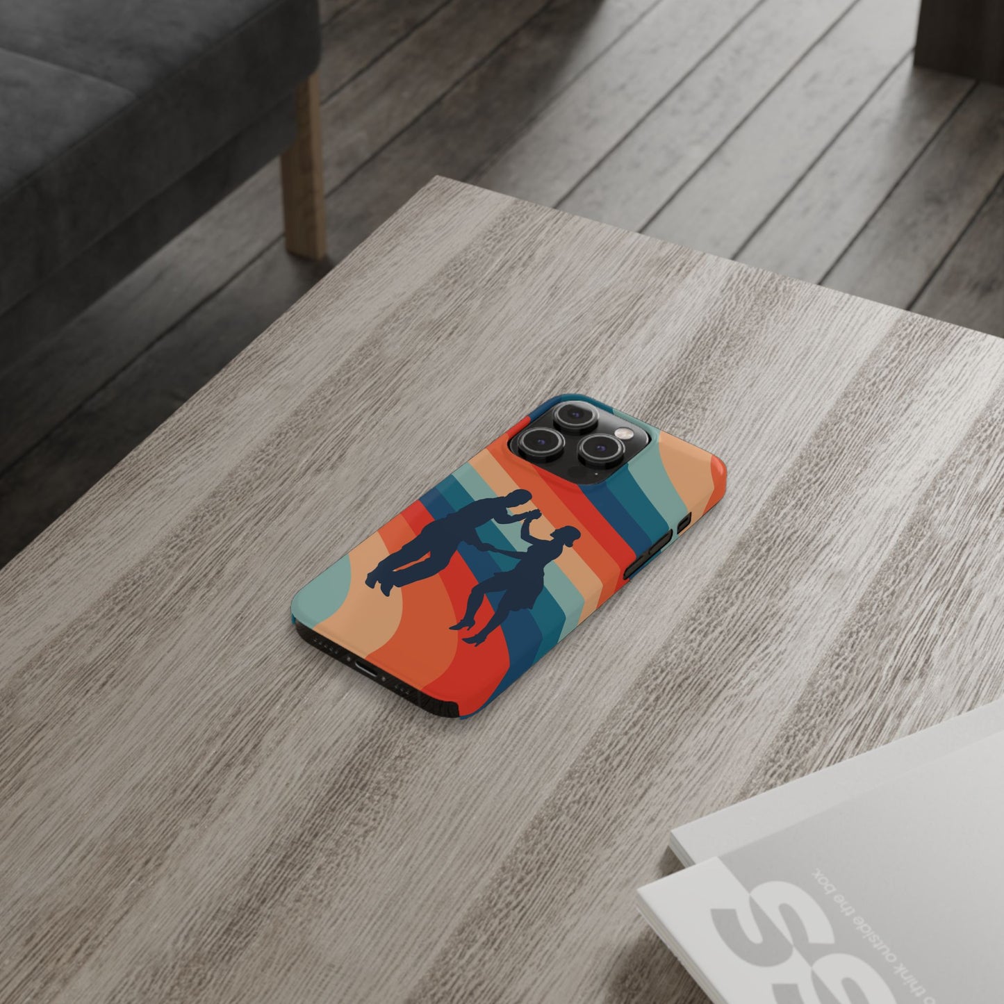 Rainbow Rhythm iPhone Case | Salsa Dance Silhouettes | Retro Dance Waves | Latin Connection Art | BailaFashion Dance Lifestyle