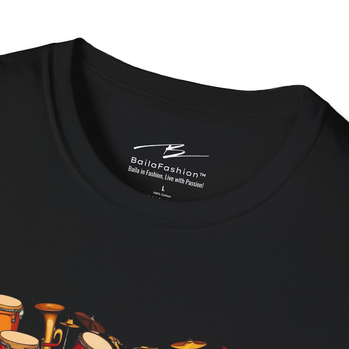 Salsa Orchestra Instruments T-Shirt | Latin Music Band Art | Musician Dancer Gift | Vibrant Red Gold Design | Comfy Couple Casual Wear