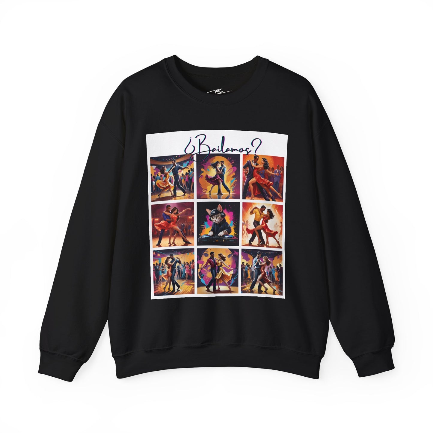 Bailamos? Latin Dance Collage Sweatshirt | DJ Cat Salsa Bachata Art | Vibrant Social Dancing | BailaFashion Streewear | Dance Practice Wear