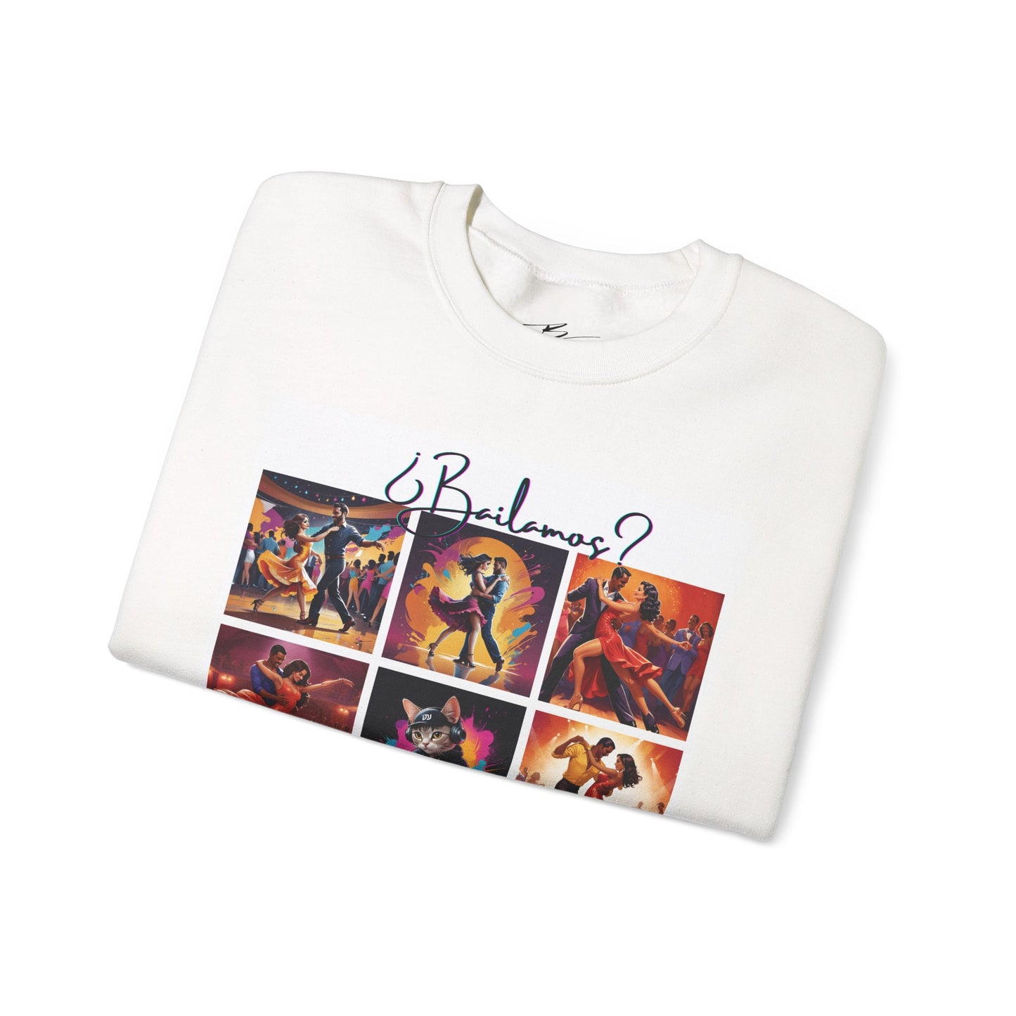 Bailamos? Latin Dance Collage Sweatshirt | DJ Cat Salsa Bachata Art | Vibrant Social Dancing | BailaFashion Streewear | Dance Practice Wear