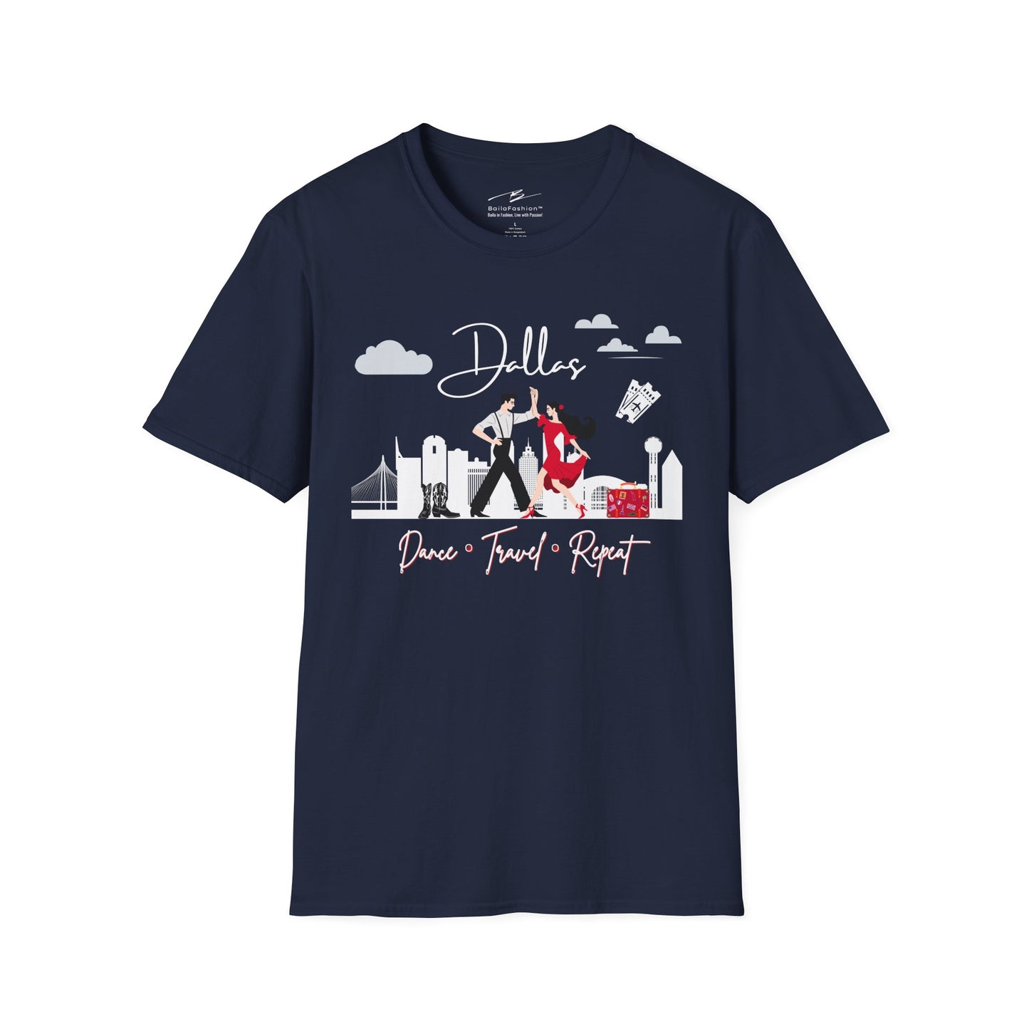 Dallas Dance Travel Repeat T-shirt | Big D Latin Dance Scene | Texas Salsa Bachata | Cowboy Boot Dance Gift | BailaFashion Dance Lifestyle