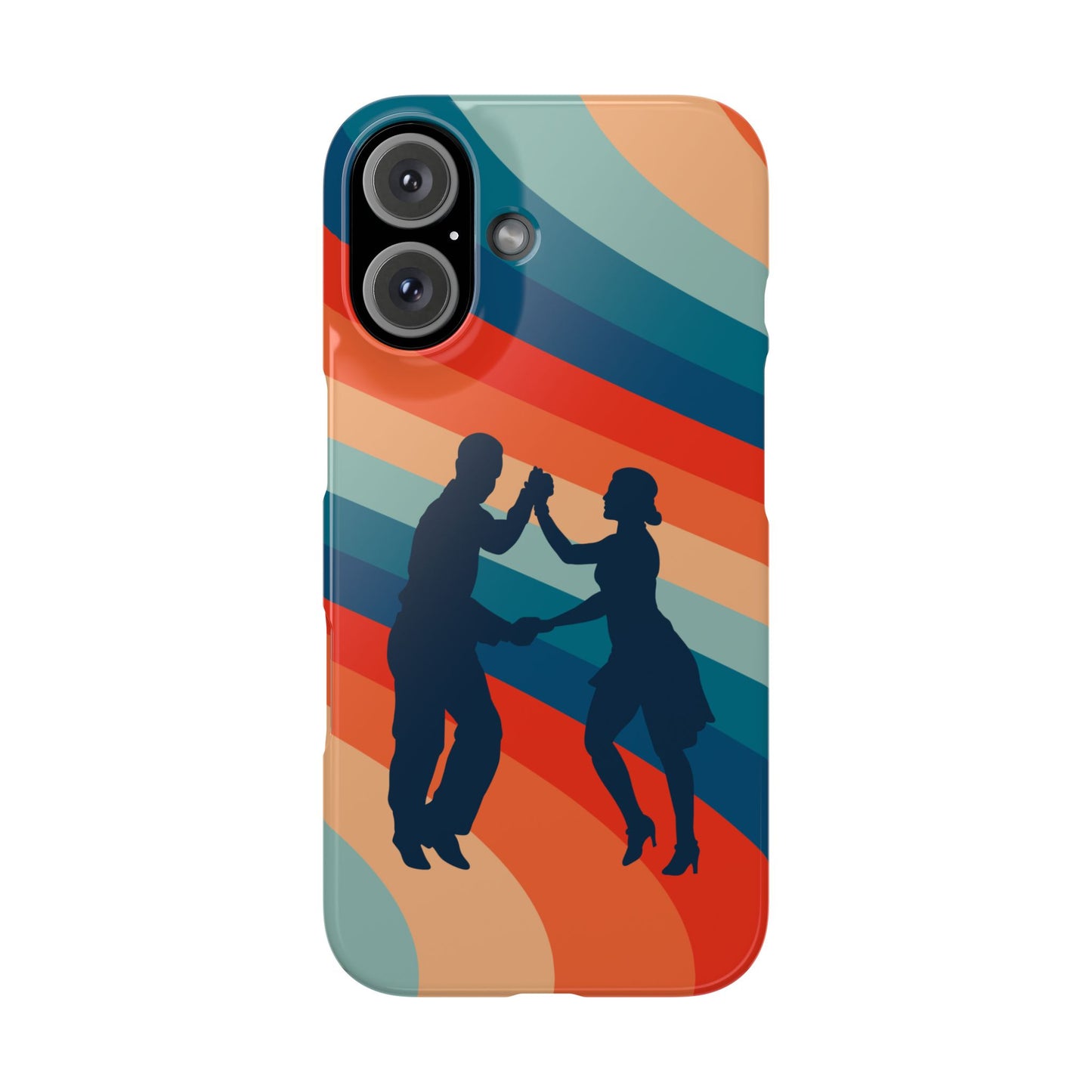 Rainbow Rhythm iPhone Case | Salsa Dance Silhouettes | Retro Dance Waves | Latin Connection Art | BailaFashion Dance Lifestyle