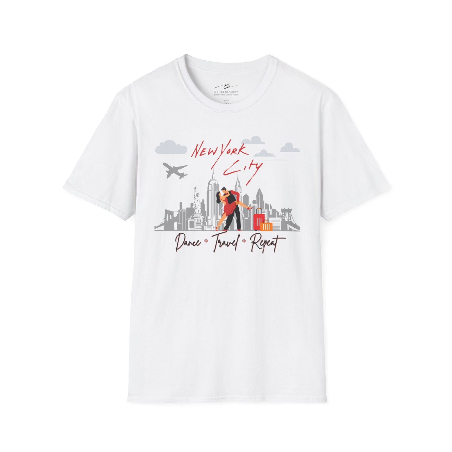 New York City Dance Travel Repeat T-shirt | NYC Latin Dance Scene | Big Apple Salsa Bachata | Dance Travel Gift | BailaFashion Lifestyle