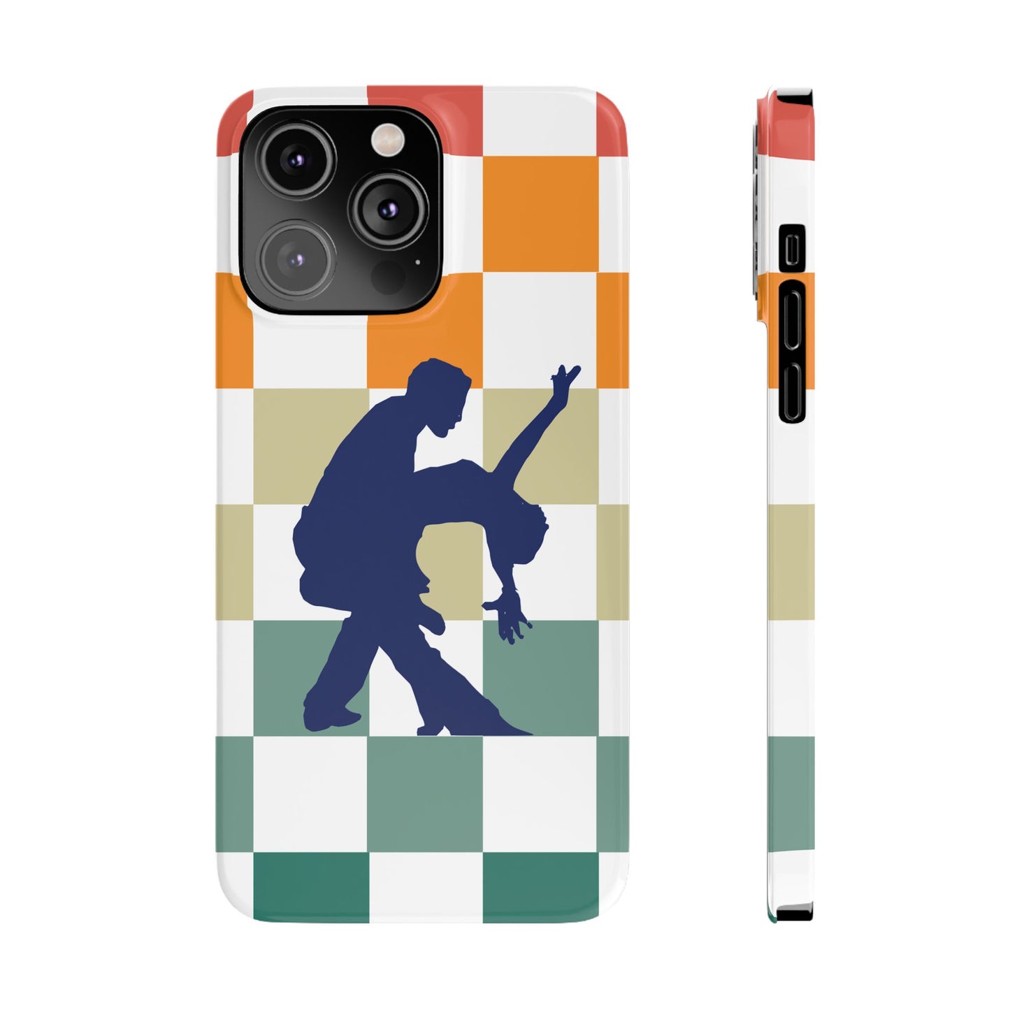 Bachata Dip iPhone Case | Retro Dance Silhouette | Colorful Checkerboard Design | BailaFashion Dance Lifestyle