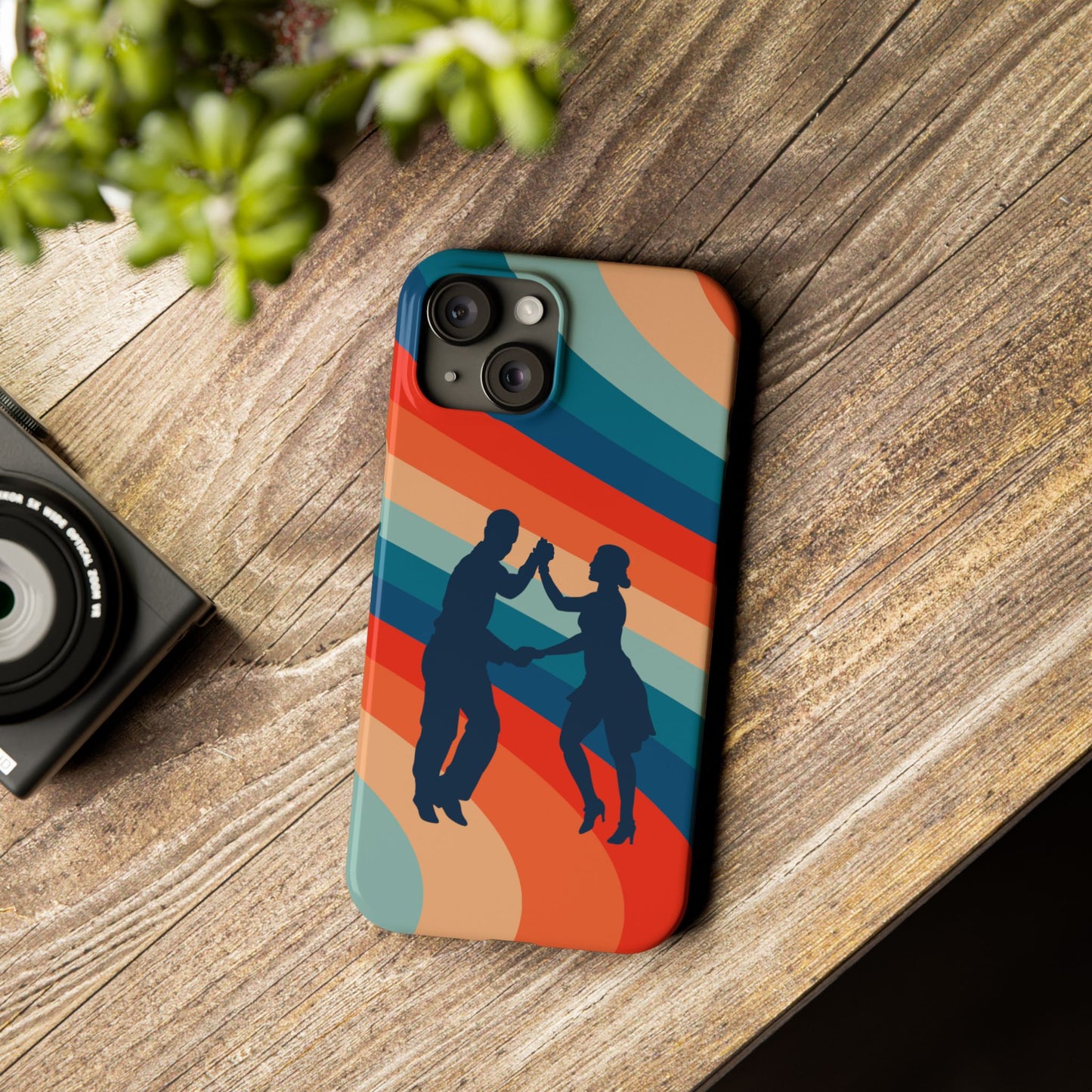 Rainbow Rhythm iPhone Case | Salsa Dance Silhouettes | Retro Dance Waves | Latin Connection Art | BailaFashion Dance Lifestyle