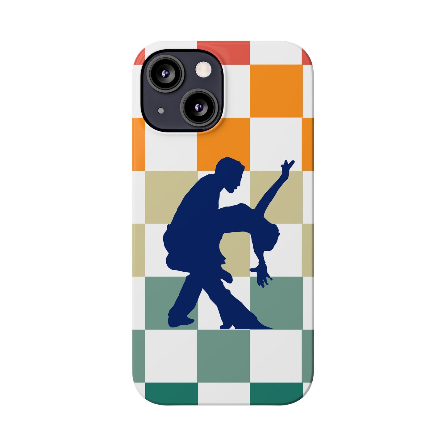 Bachata Dip iPhone Case | Retro Dance Silhouette | Colorful Checkerboard Design | BailaFashion Dance Lifestyle