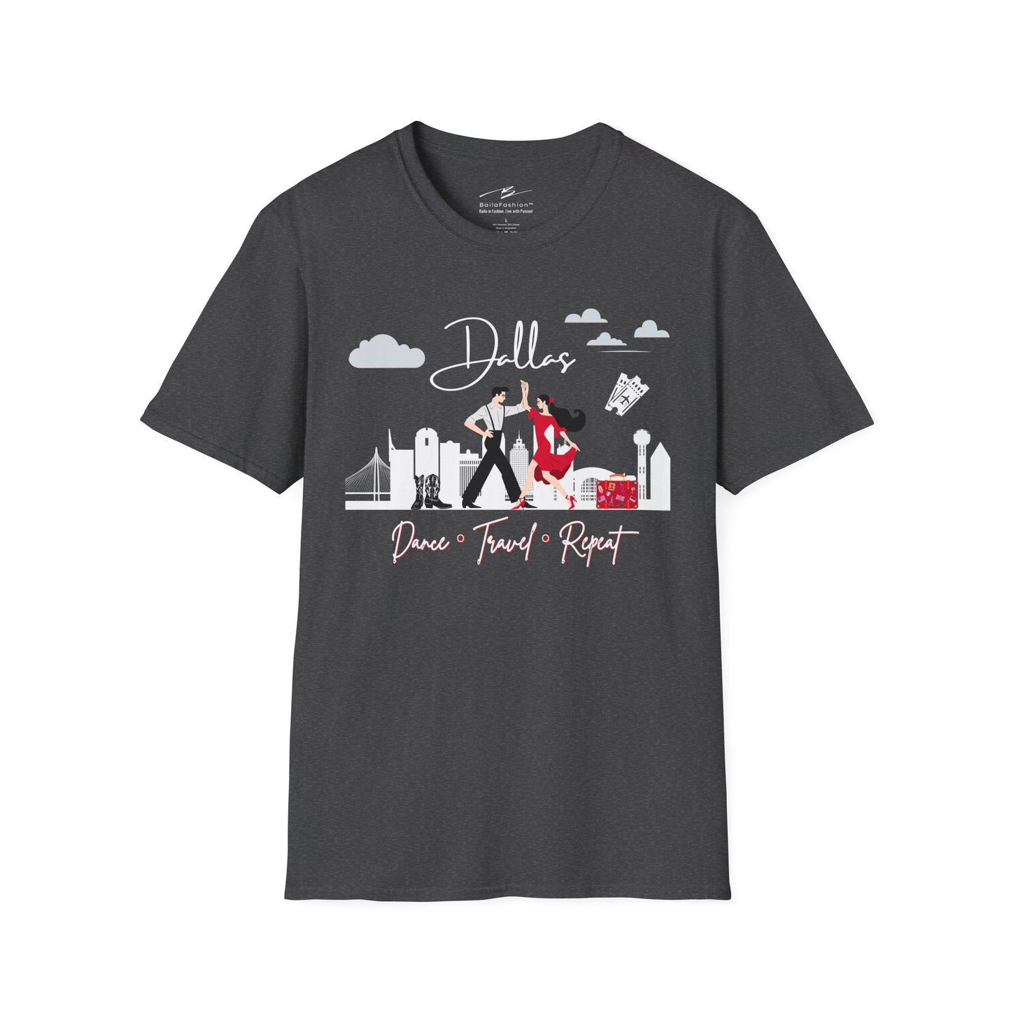 Dallas Dance Travel Repeat T-shirt | Big D Latin Dance Scene | Texas Salsa Bachata | Cowboy Boot Dance Gift | BailaFashion Dance Lifestyle